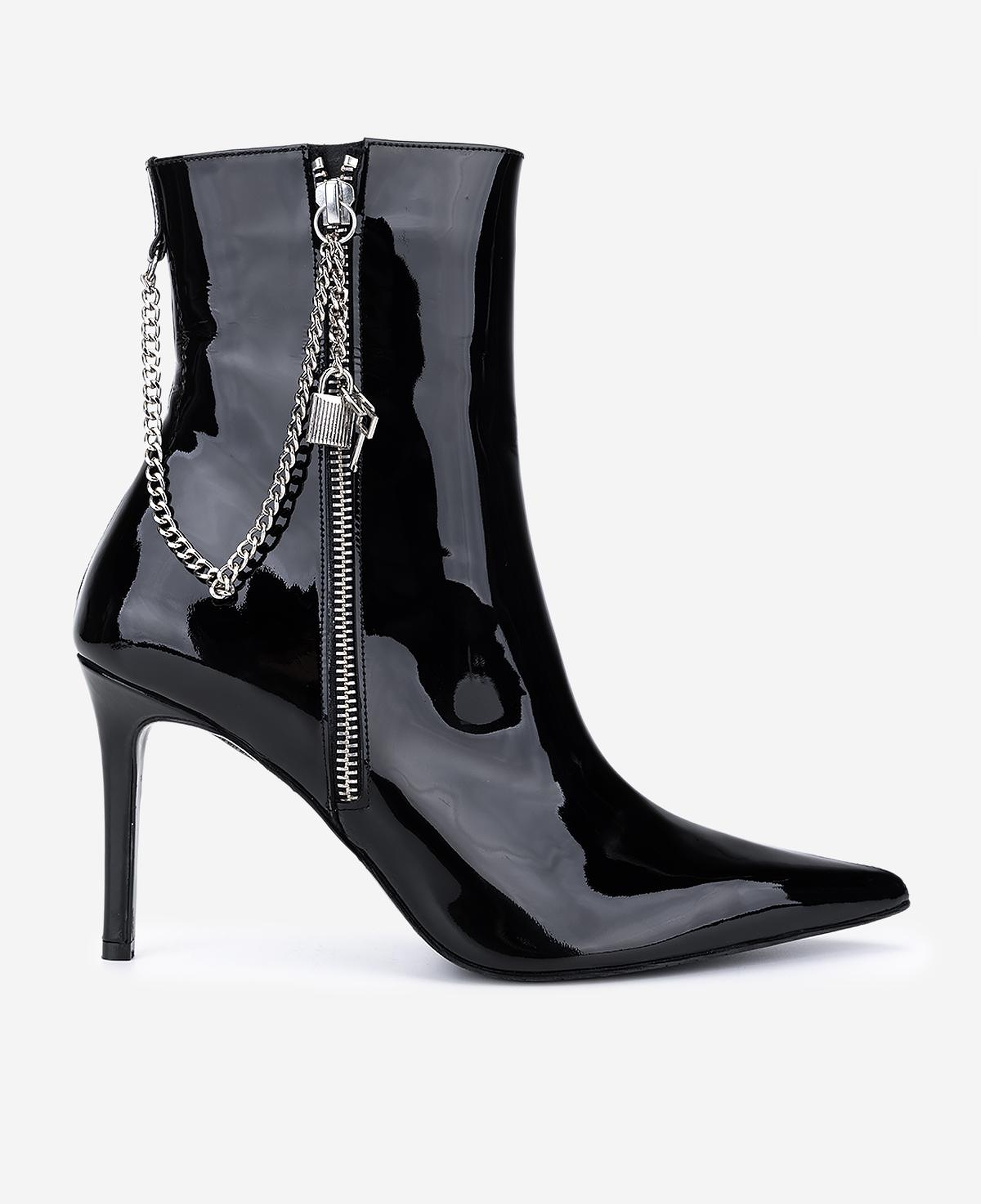 Valmenti Kadın Hakiki Deri Siyah Rugan Topuklu Bot