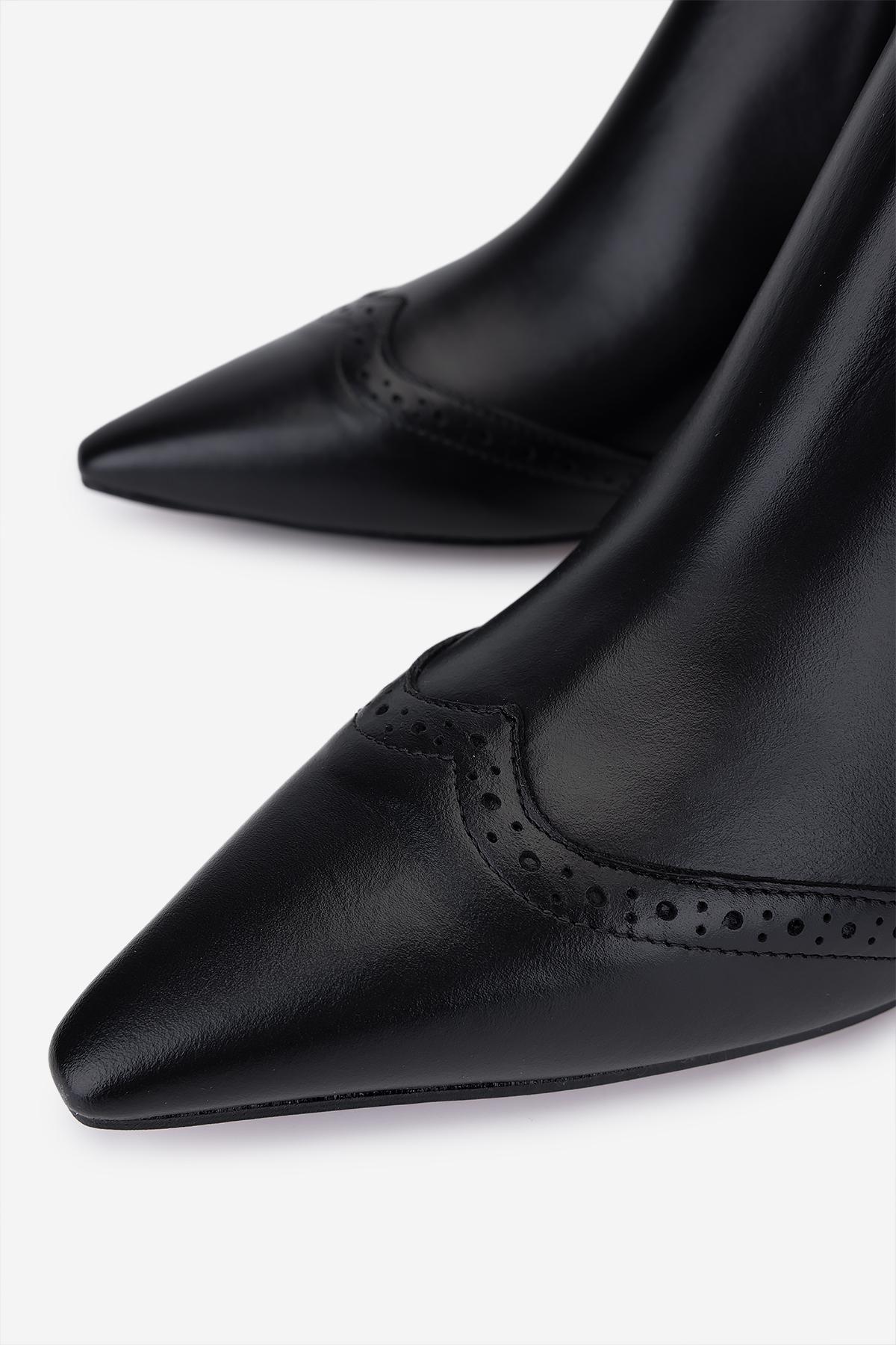 Valmenti Kadın Hakiki Deri Siyah Topuklu Bot