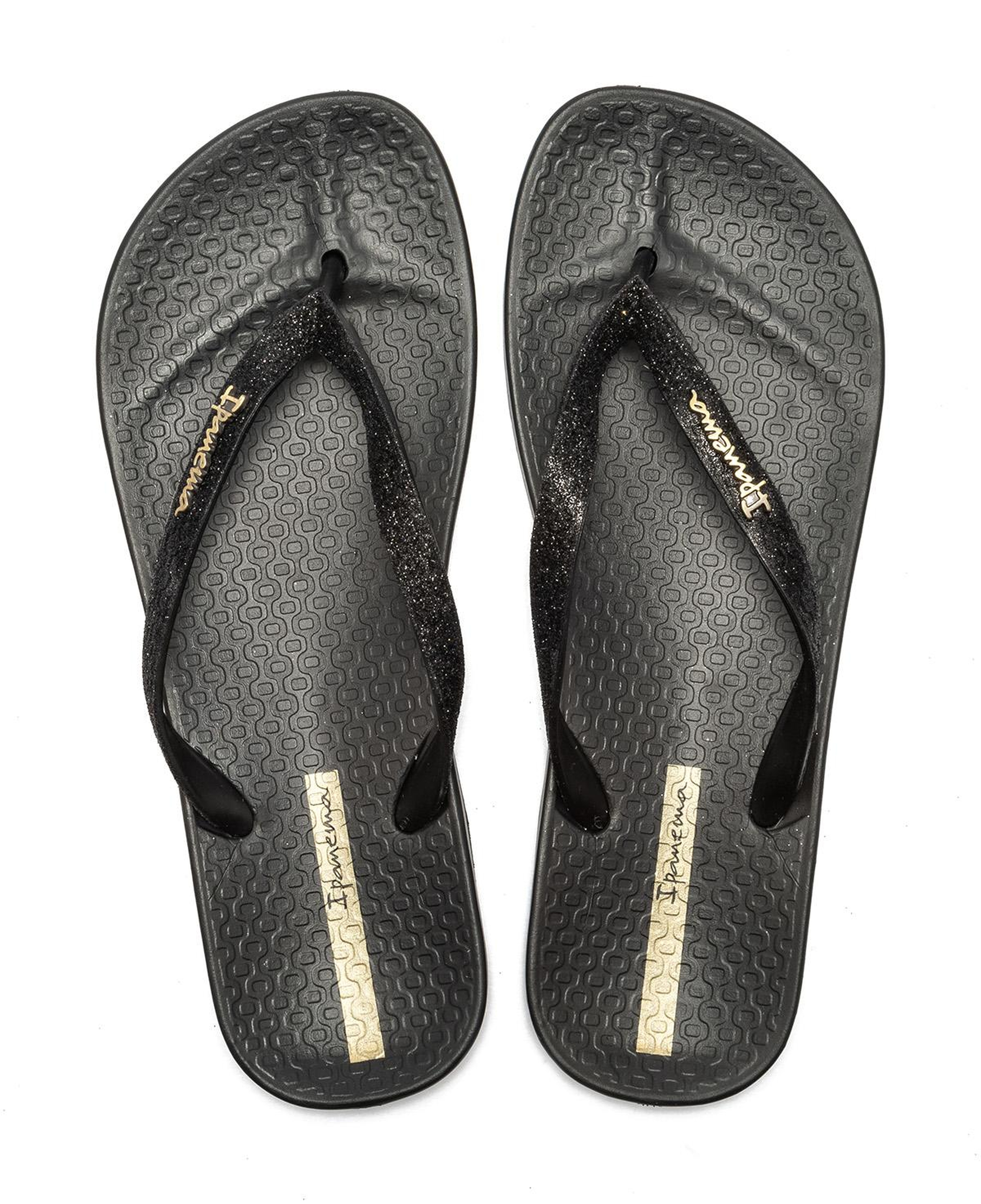 Anatomik Lolita Fem Kadın Parmak Arası Terlik Parlak,Siyah 35/42