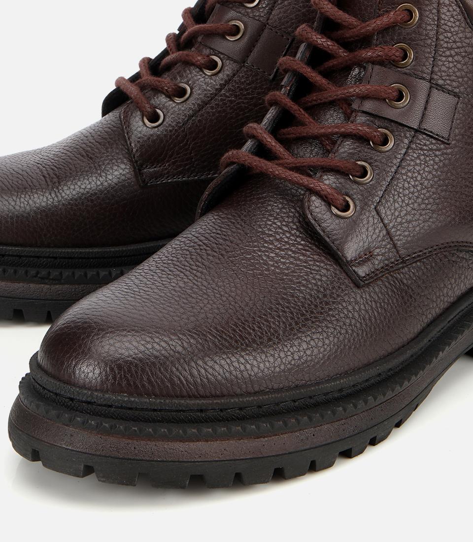 Erkek Deri Kahverengi Bağcıklı Kalın Tabanlı Casual Bot