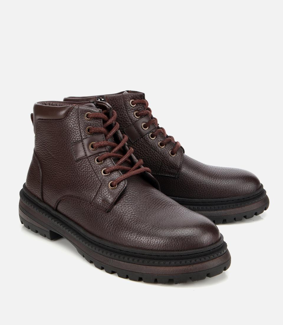 Erkek Deri Kahverengi Bağcıklı Kalın Tabanlı Casual Bot