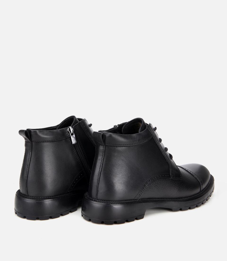 Erkek Deri Siyah İşleme Detaylı  Klasik Bot