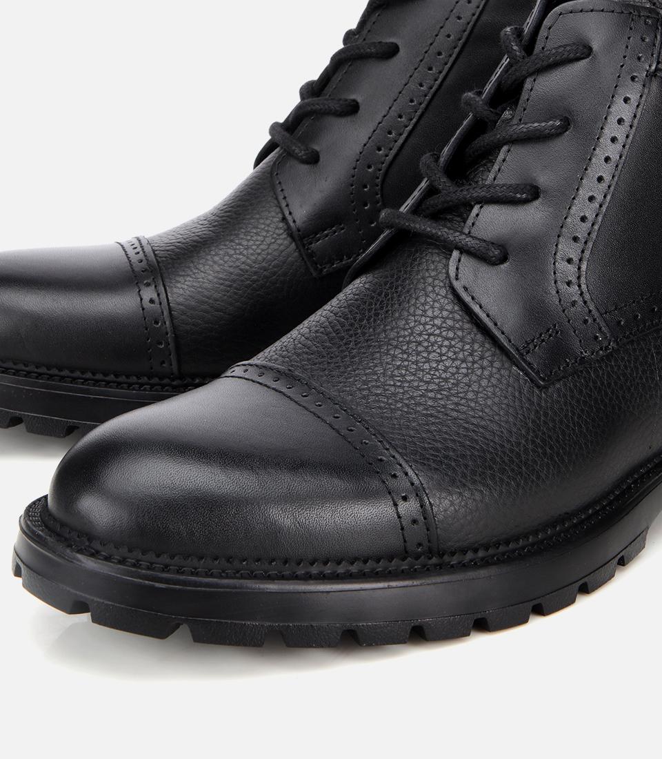 Erkek Deri Siyah İşleme Detaylı  Klasik Bot