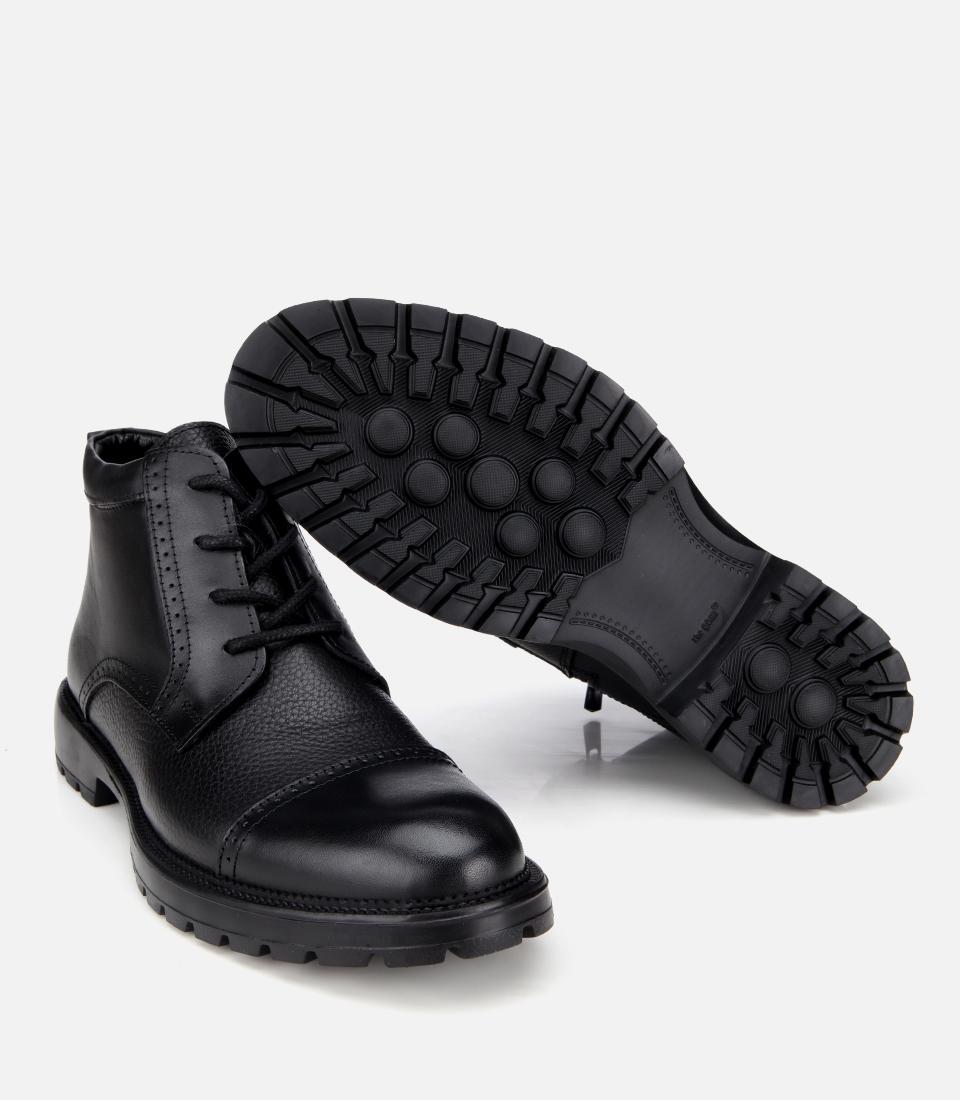 Erkek Deri Siyah İşleme Detaylı  Klasik Bot