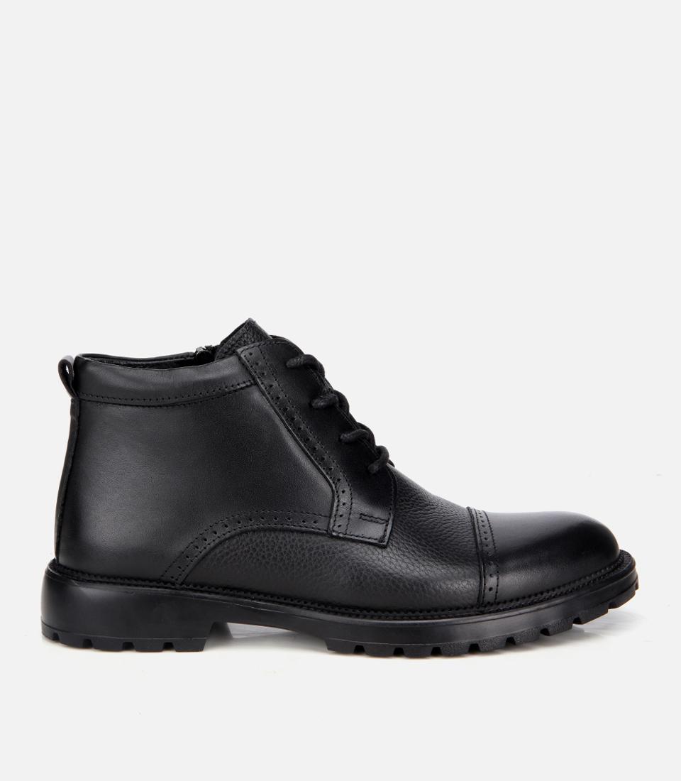 Erkek Deri Siyah İşleme Detaylı  Klasik Bot