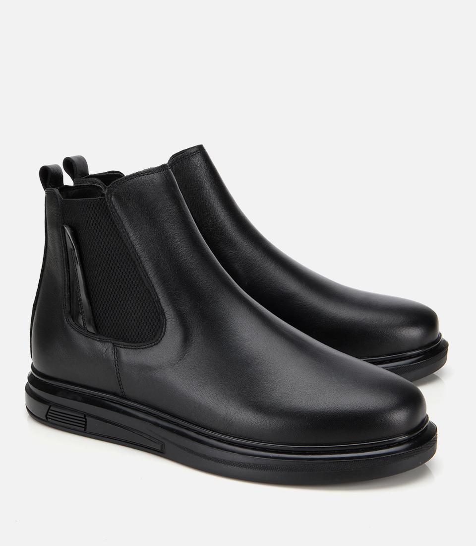 Erkek Deri Siyah Lastik Detaylı Comfort Chealsea Bot