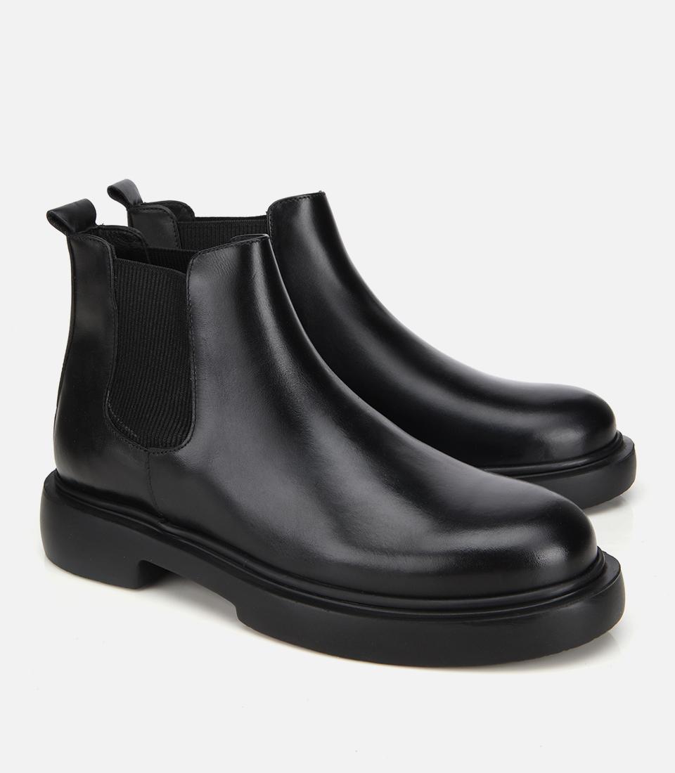 Erkek Deri Siyah Lastik Detaylı Chelsea Bot