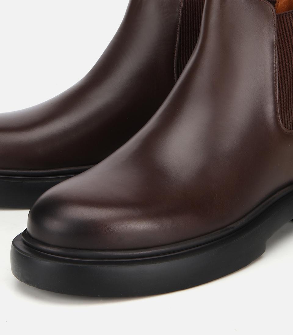 Erkek Deri Kahverengi Lastik Detaylı Chelsea Bot