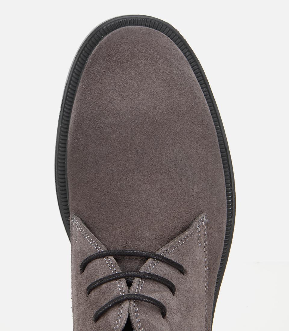 Erkek Süet Deri Gri Bağcık Detaylı Klasik Bot