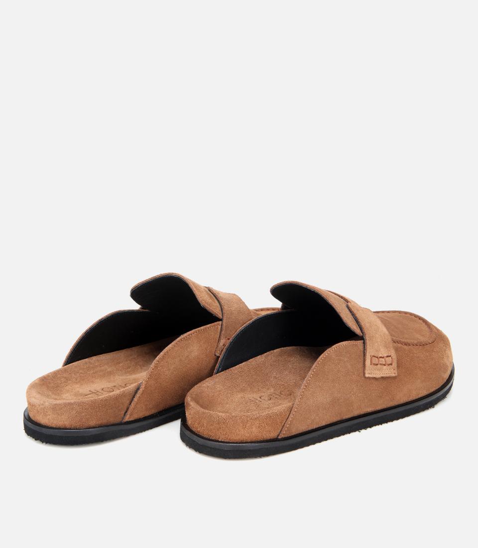 Erkek Süet Taba Kahverengi Düz Terlik