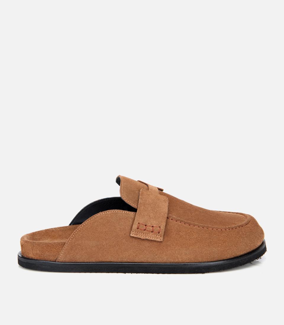 Erkek Süet Taba Kahverengi Düz Terlik