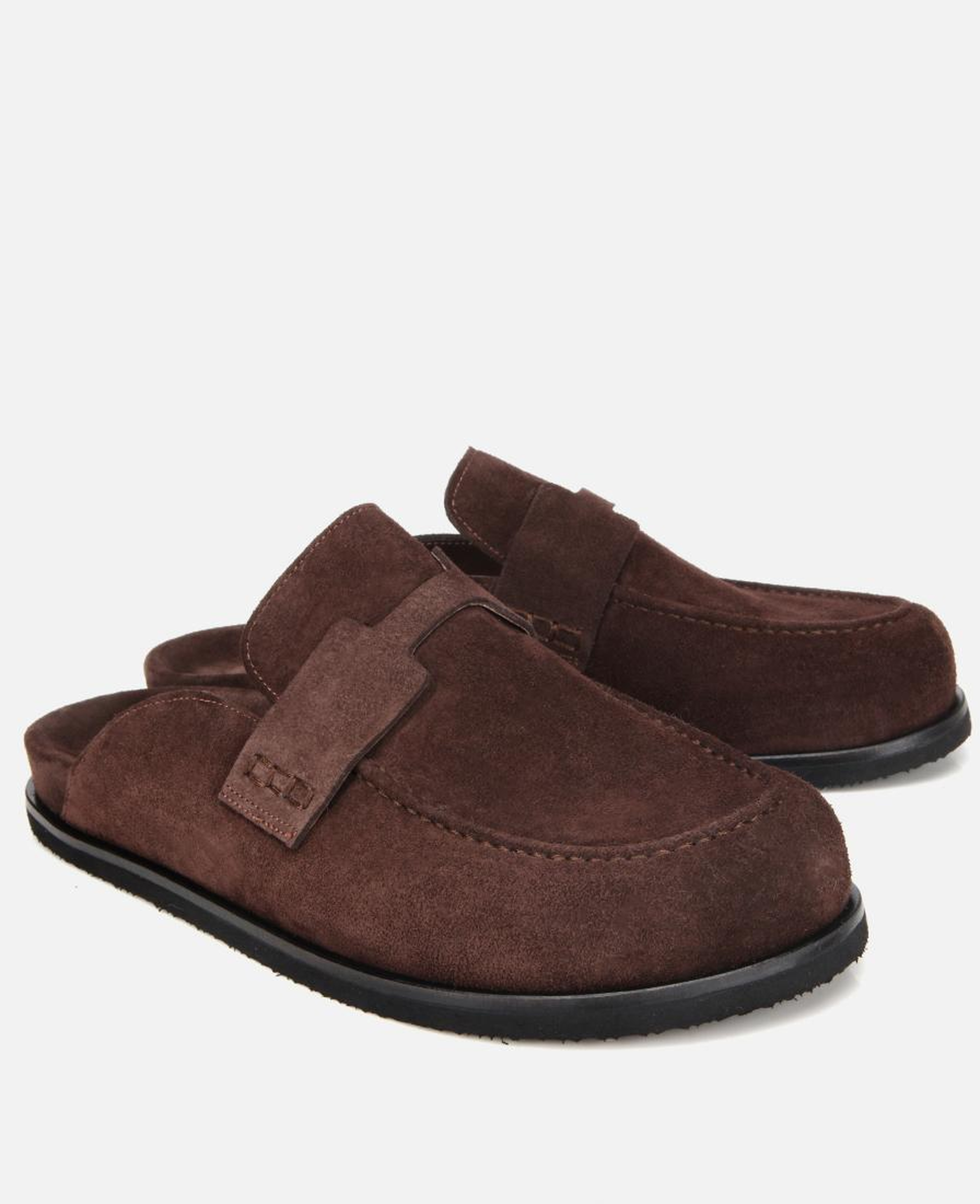 Erkek Süet Deri Kahverengi Düz Terlik