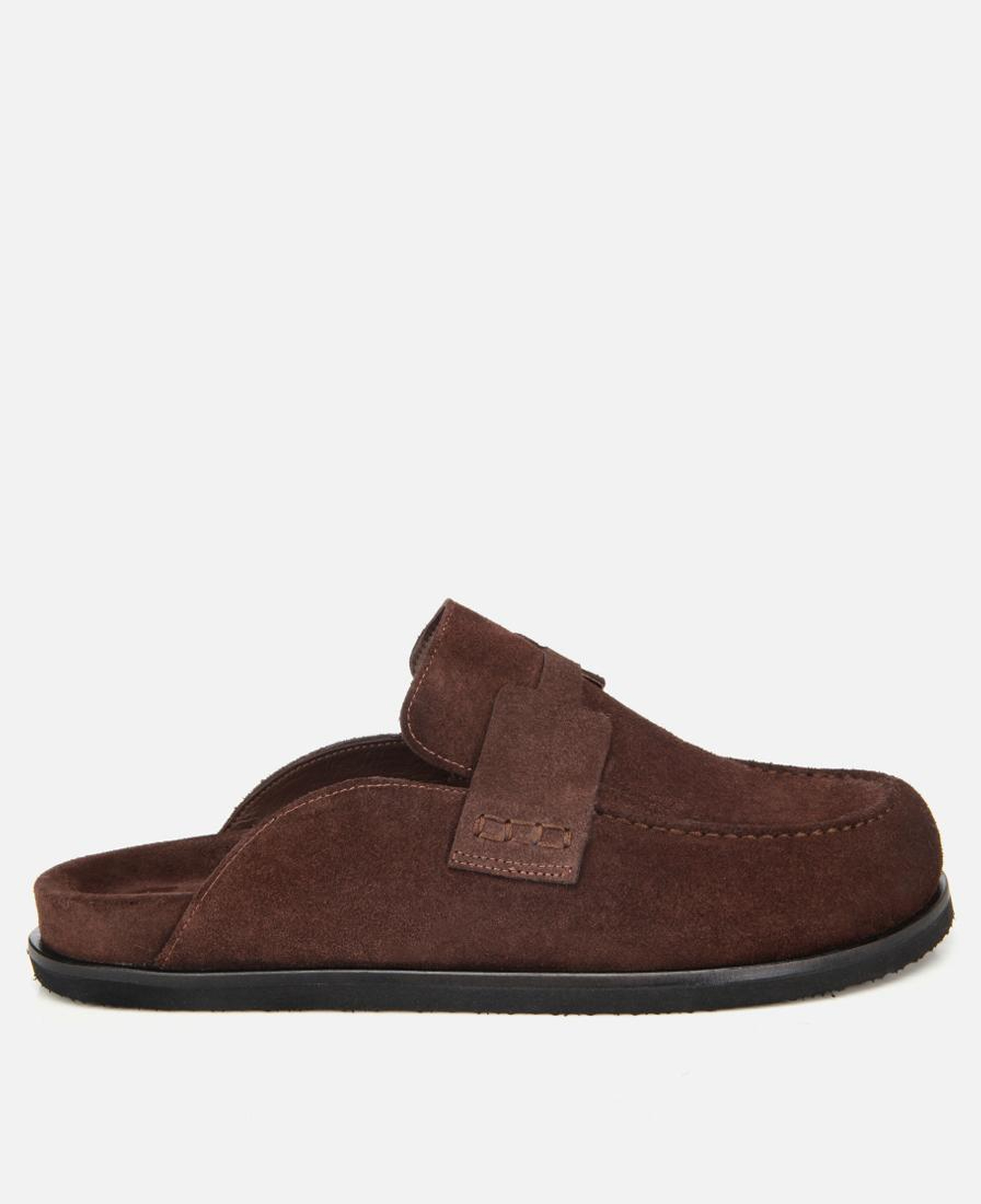 Erkek Süet Deri Kahverengi Düz Terlik