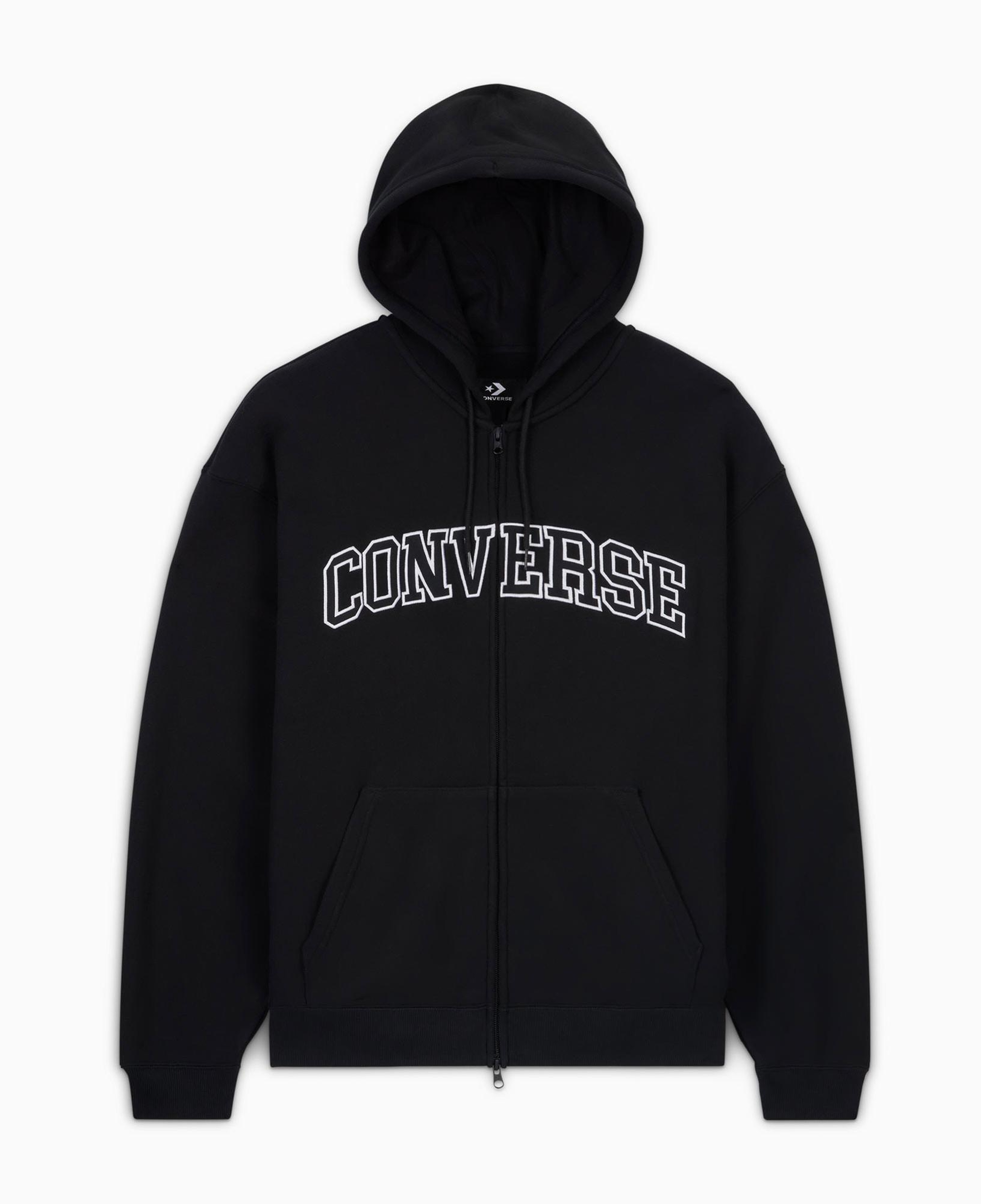 Converse Classic Erkek Fermuarlı Siyah Hoodie