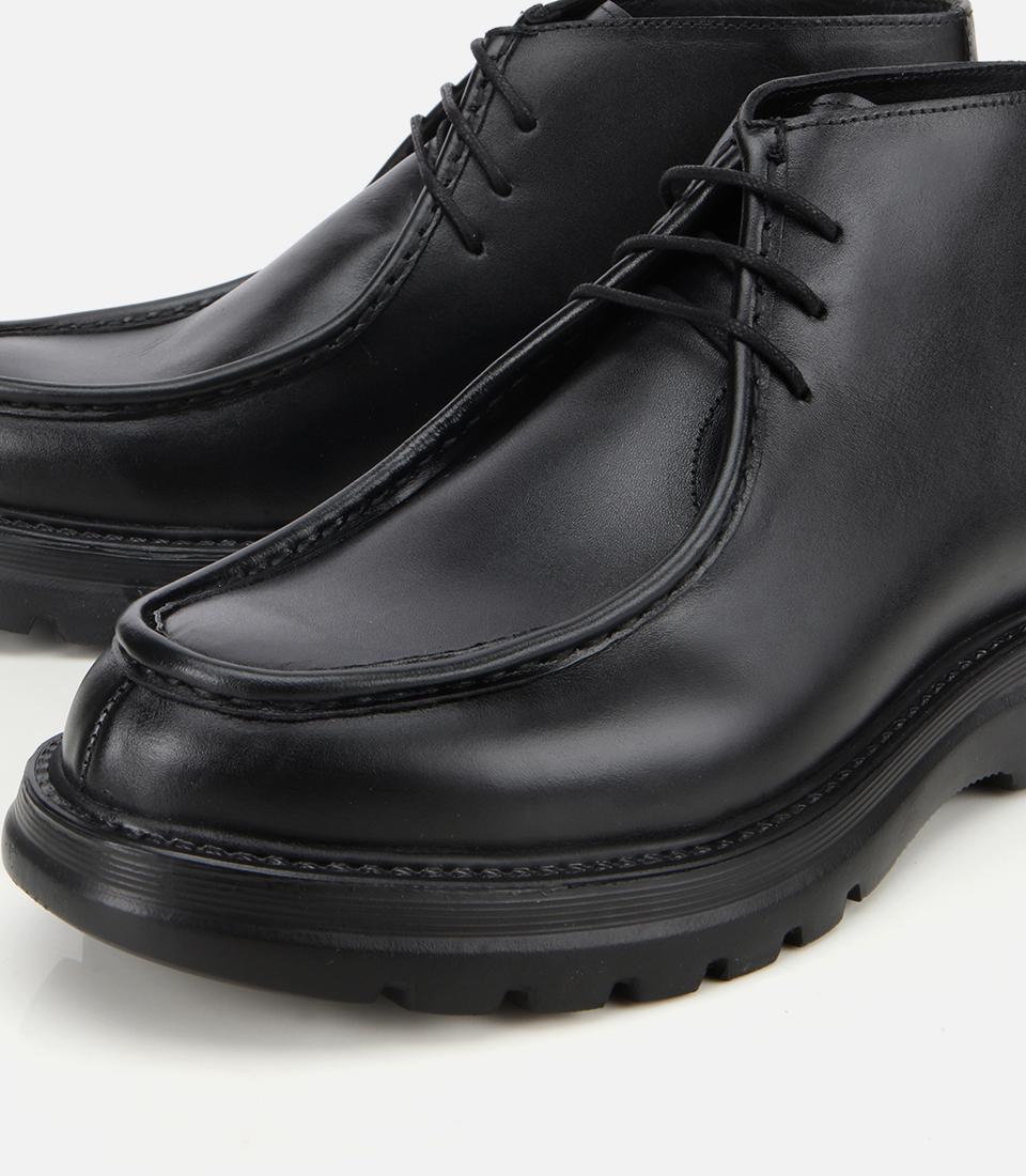 Erkek Deri Siyah Yumuşak Dokulu Kalın Tabanlı Klasik Bot