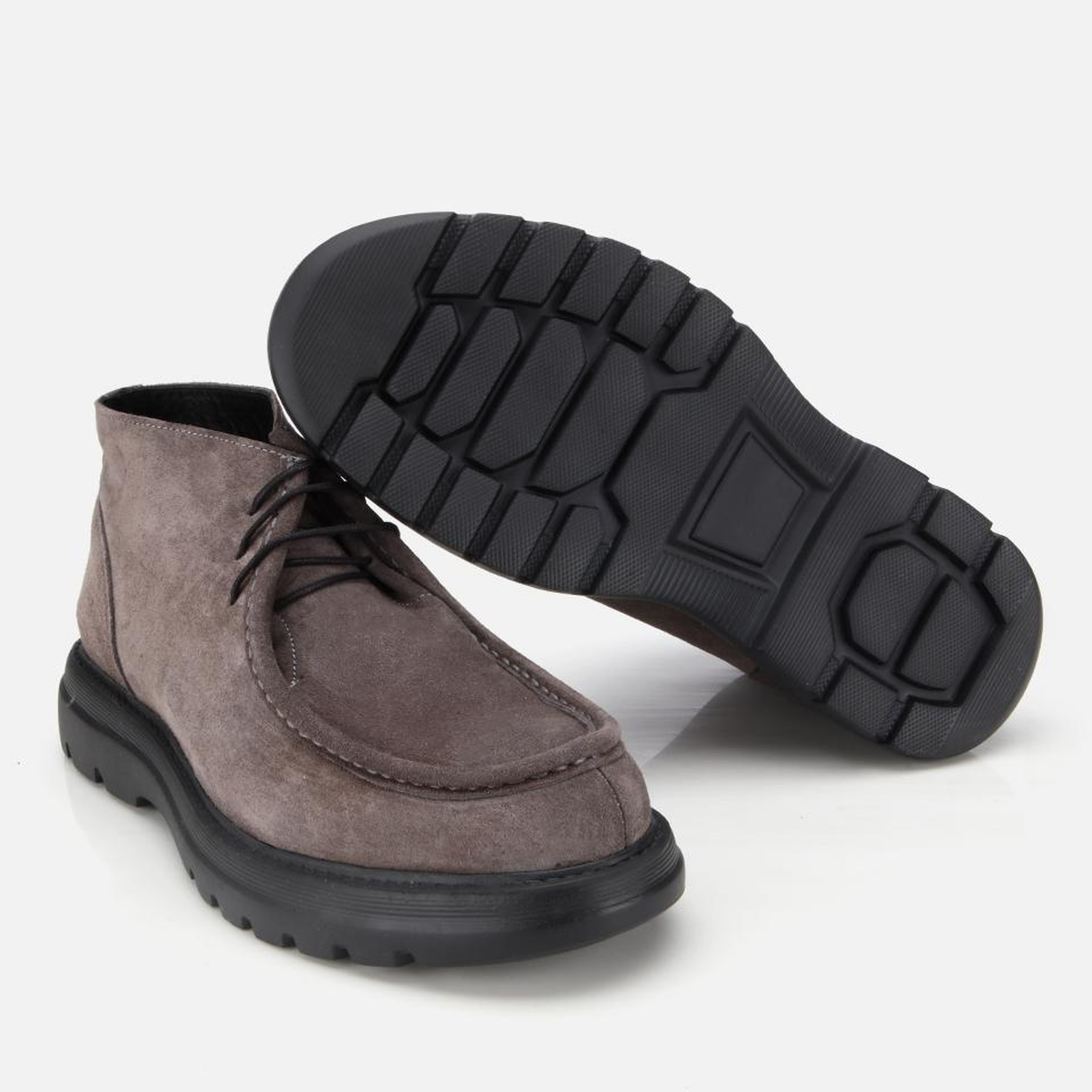 Erkek Süet Deri Gri Dikiş Detaylı Klasik Bot