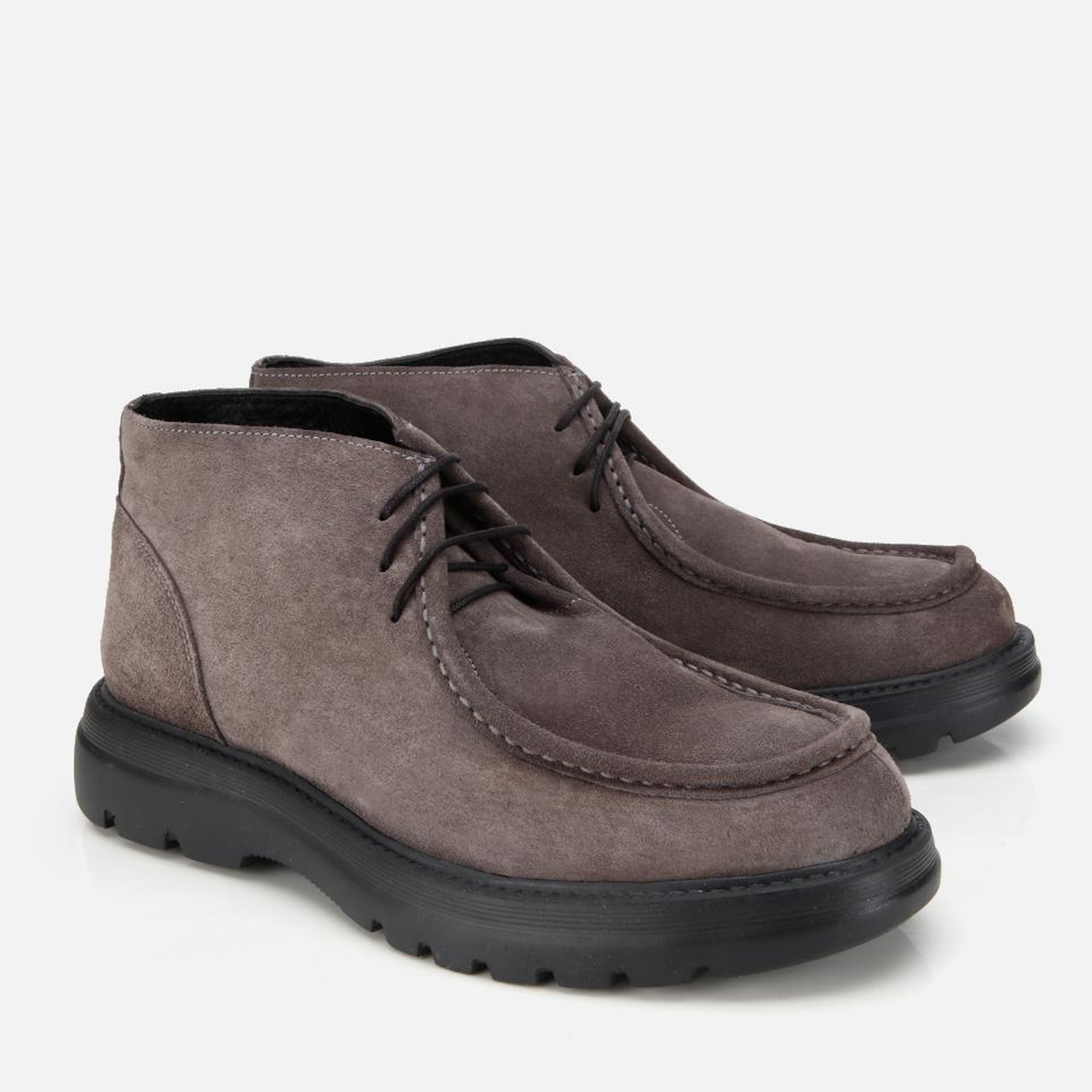 Erkek Süet Deri Gri Dikiş Detaylı Klasik Bot