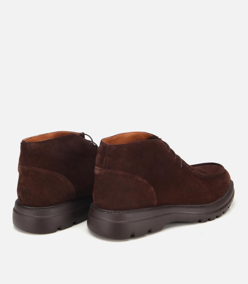 Erkek Süet Deri Kahverengi Dikiş Detaylı Klasik Bot