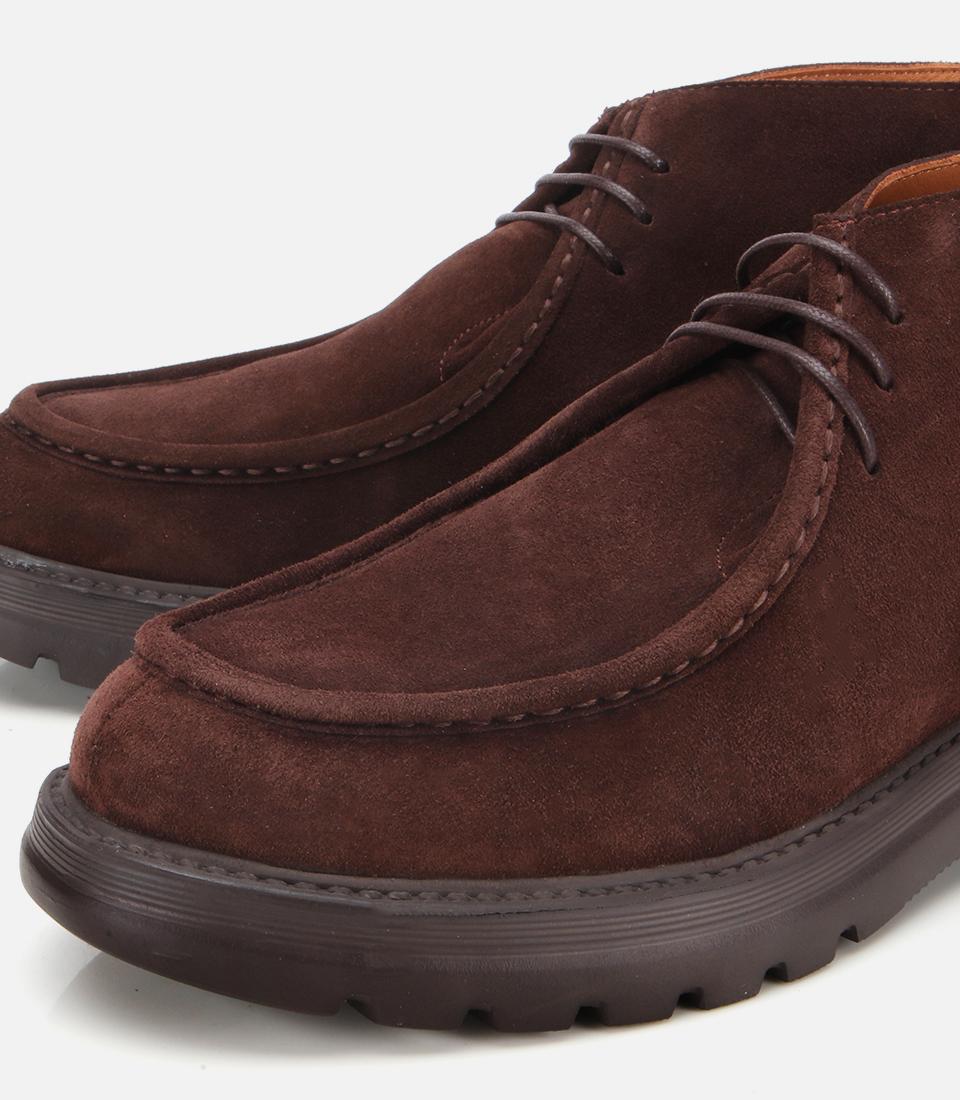 Erkek Süet Deri Kahverengi Dikiş Detaylı Klasik Bot