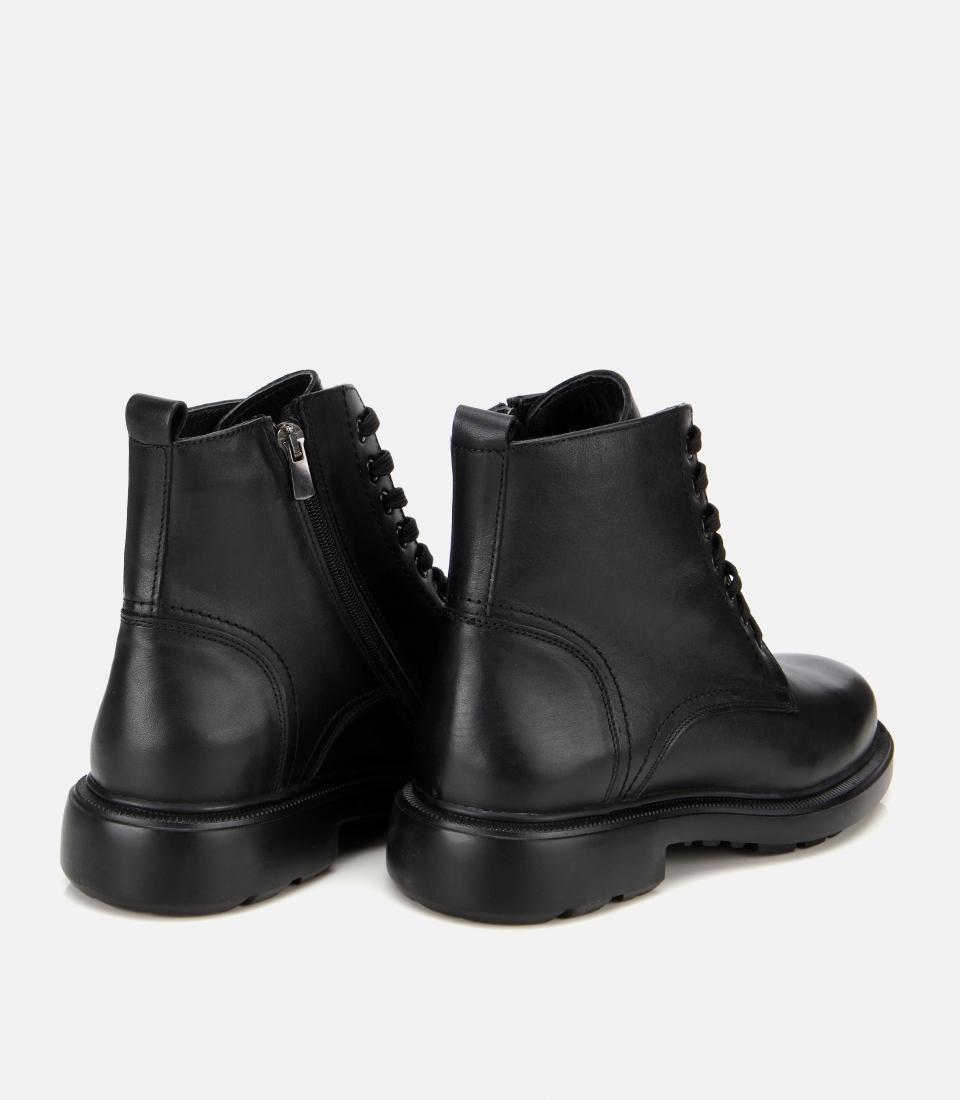 Erkek Deri Siyah  Fermuarlı Kalın Tabanlı Casual Bot
