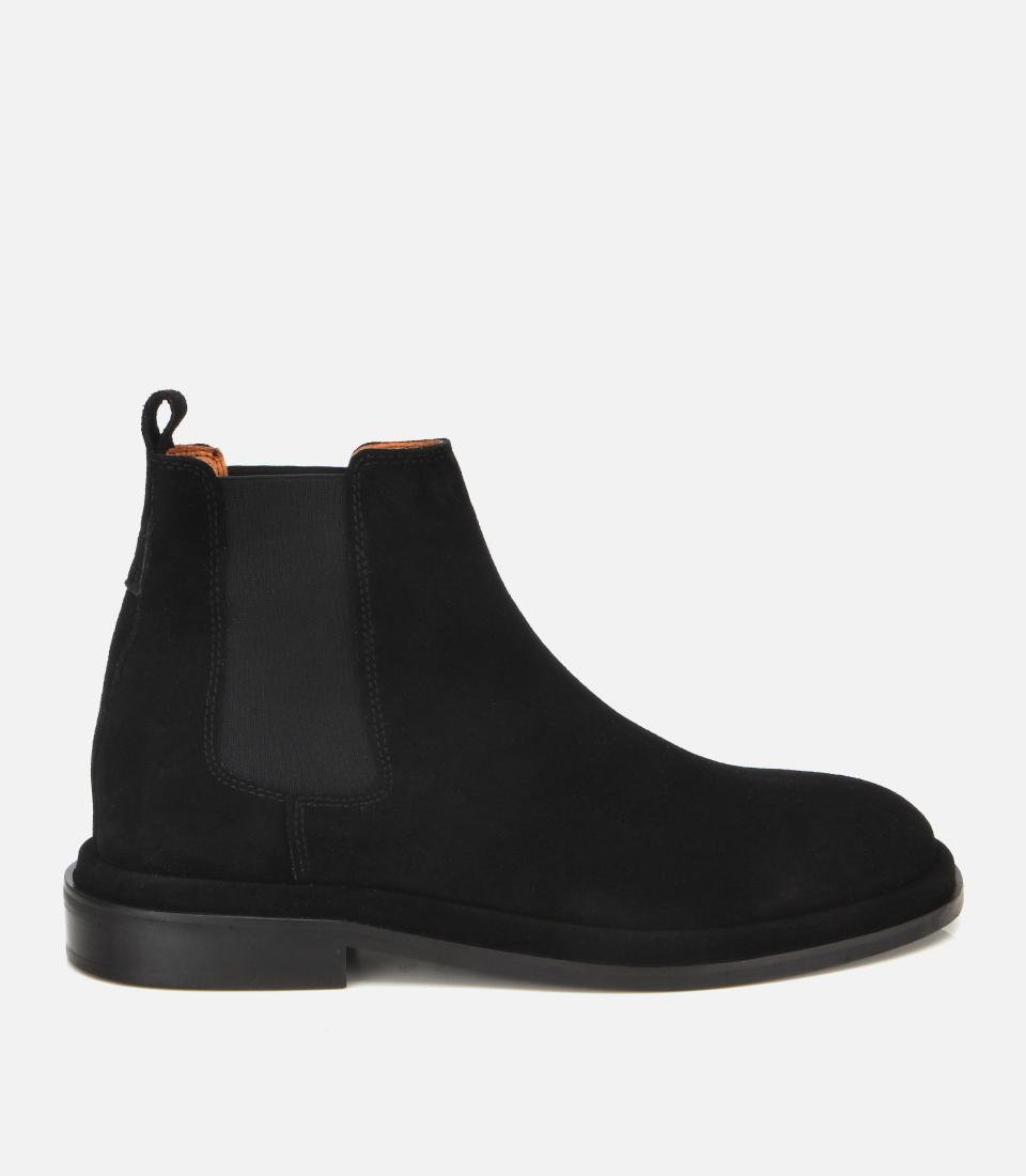 Erkek Süet Deri Siyah Lastik Detaylı Chelsea Bot