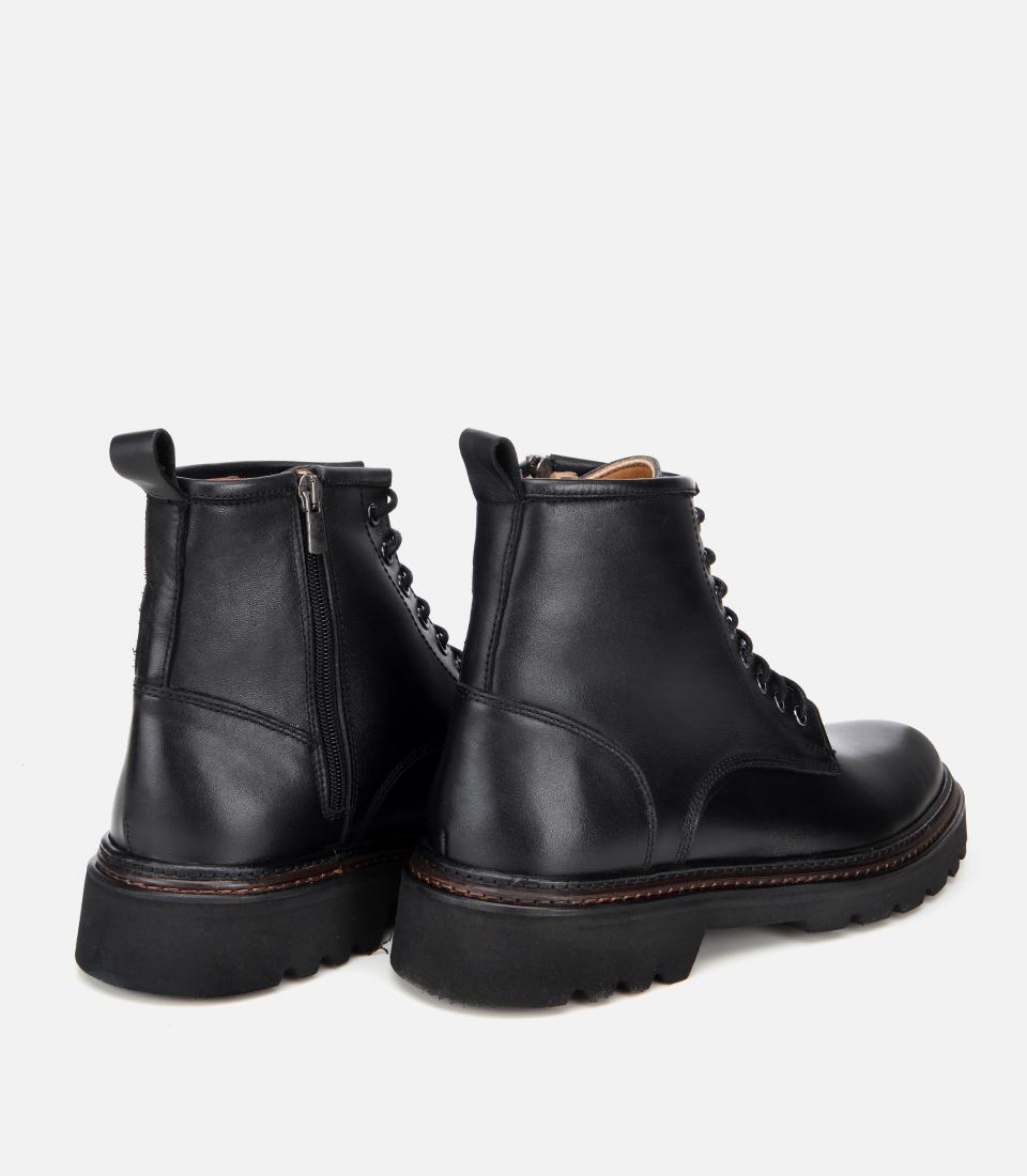 Erkek Deri Siyah Fermuarlı Kalın Tabanlı Casual Bot