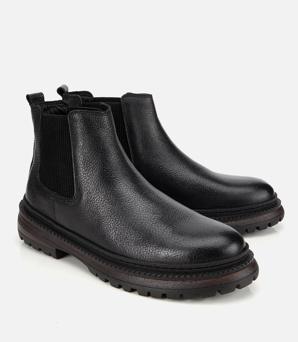 Erkek Deri Siyah Lastik Detaylı Chelsea Bot