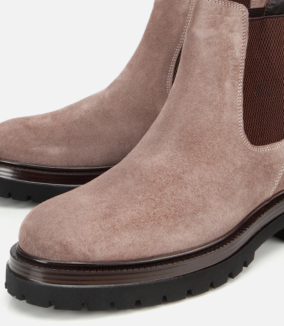 Erkek Süet Deri Vizon Lastik Detaylı Kalın Tabanlı Chelsea Bot
