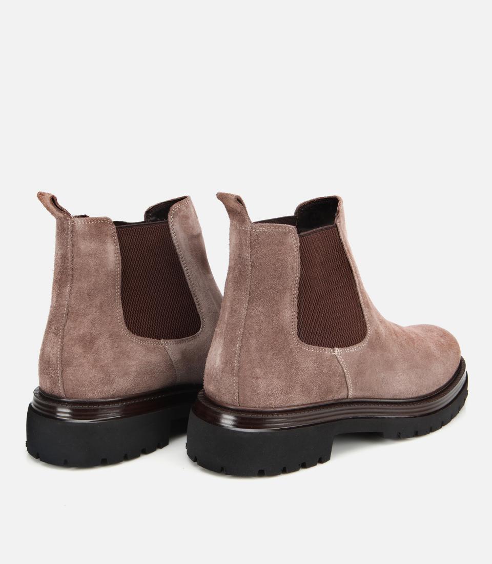 Erkek Süet Deri Vizon Lastik Detaylı Kalın Tabanlı Chelsea Bot