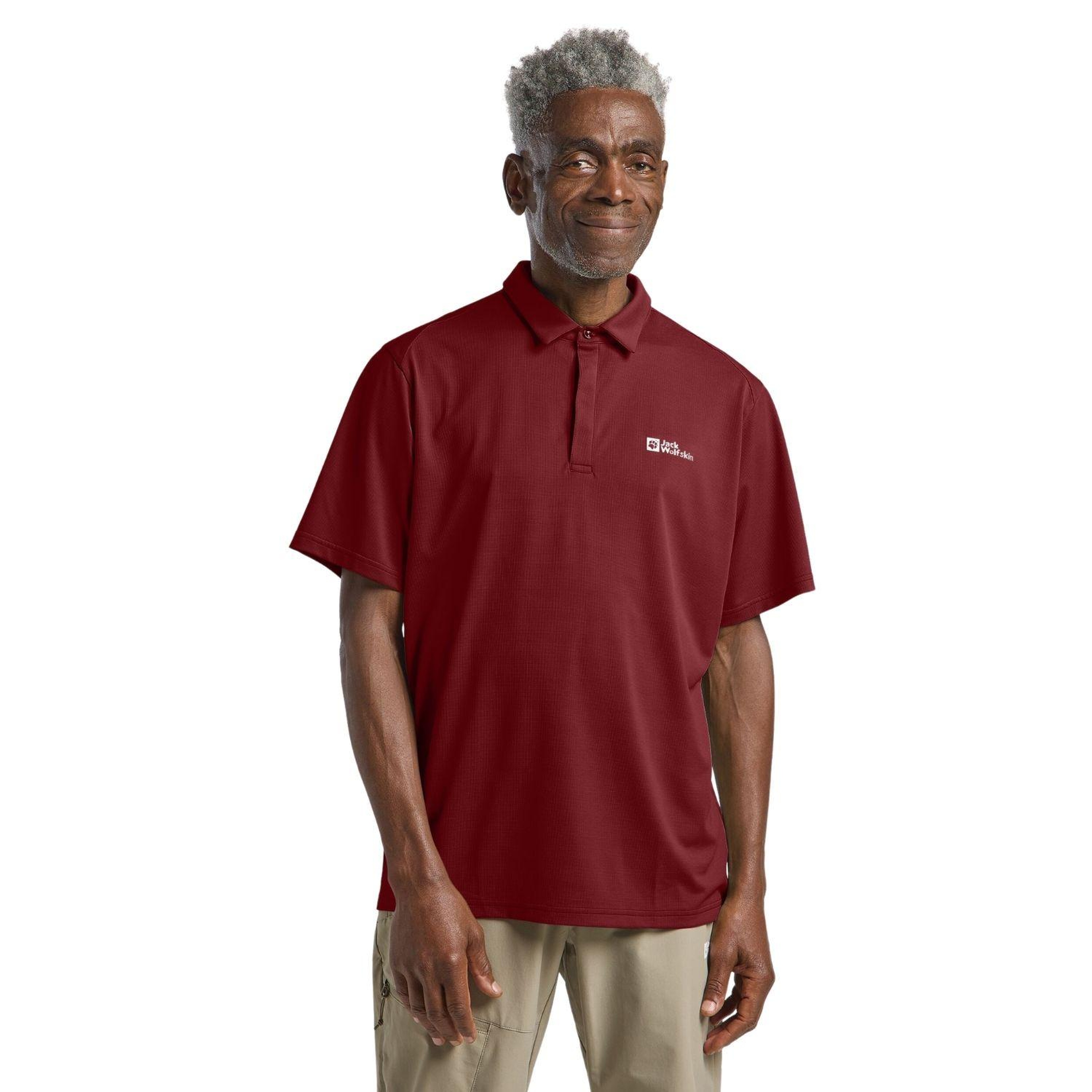 Jack Wolfskin Delgami Polo Erkek Kırmızı Polo Tişört