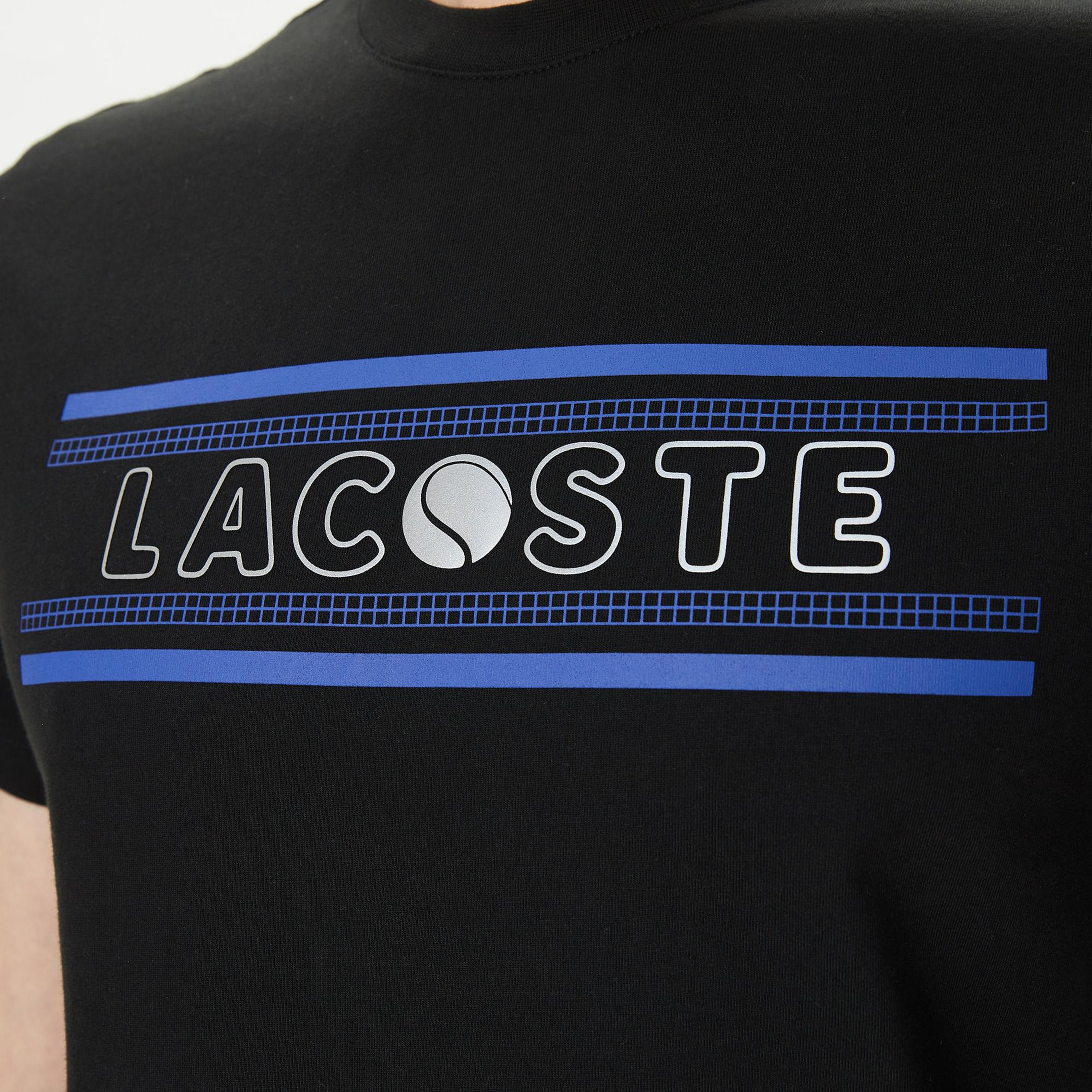Lacoste Erkek Regular Fit Bisiklet Yaka Baskılı Siyah T-Shirt