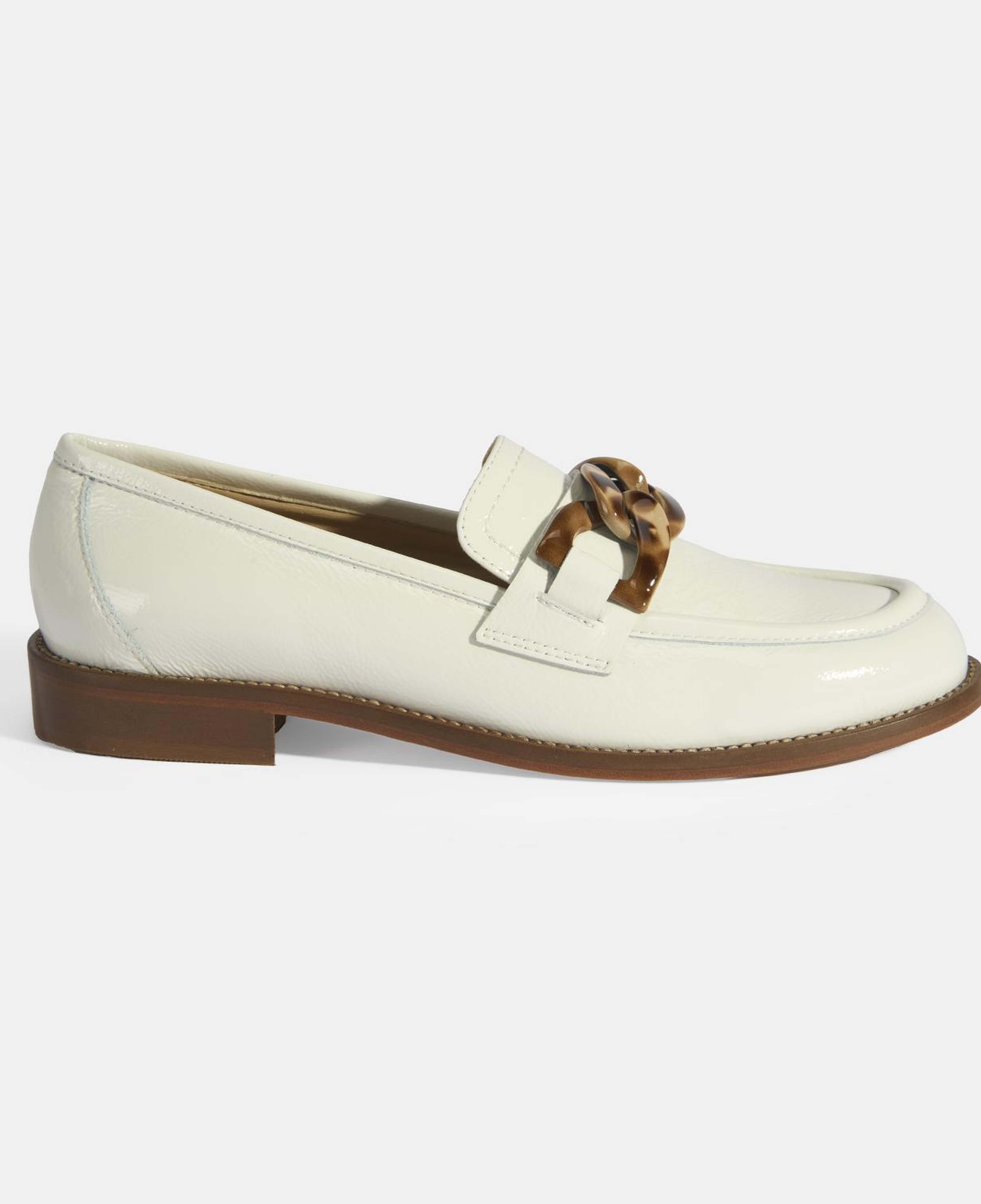 Luca Grossi Kadın Beyaz Aksesuar Detaylı Rugan Loafer