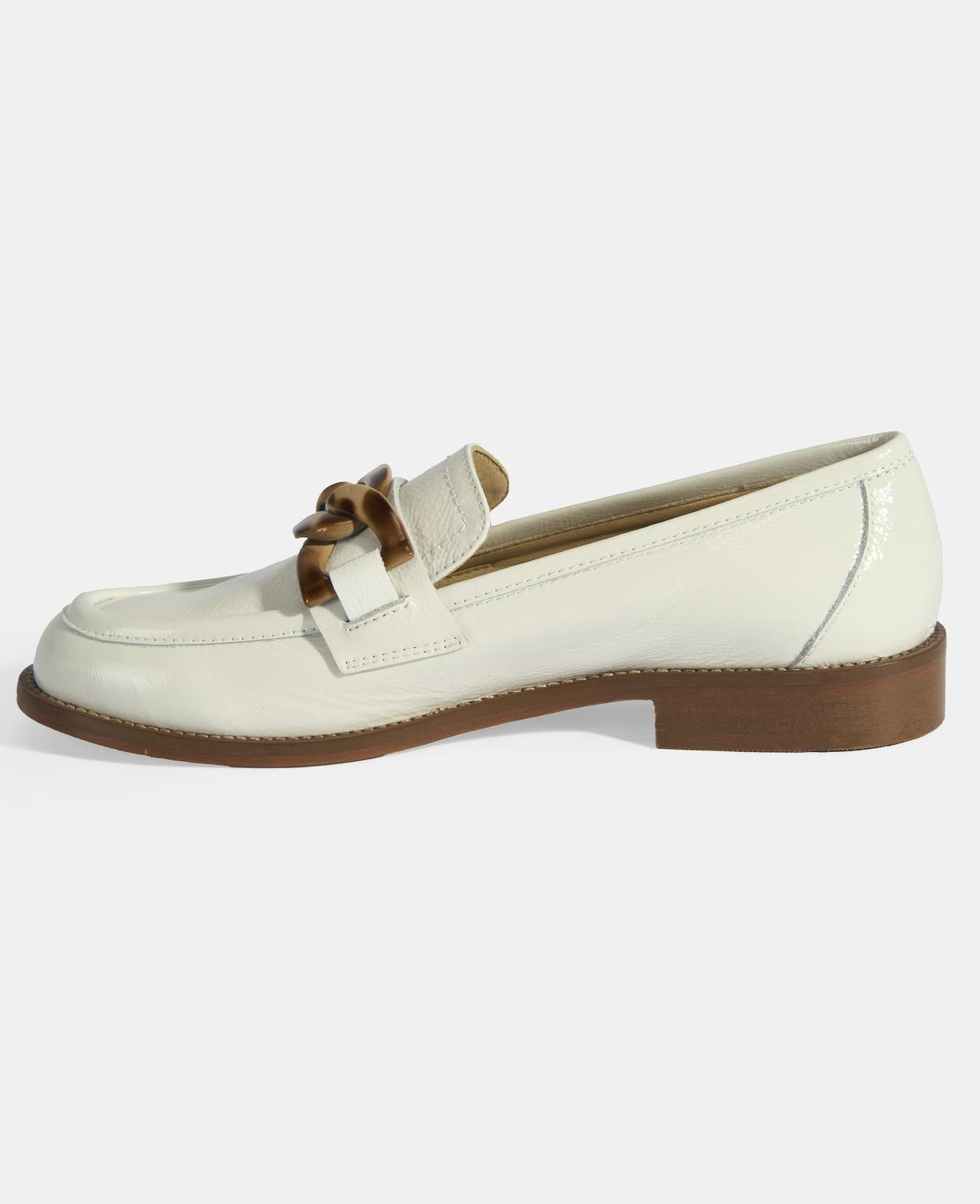 Luca Grossi Kadın Beyaz Aksesuar Detaylı Rugan Loafer