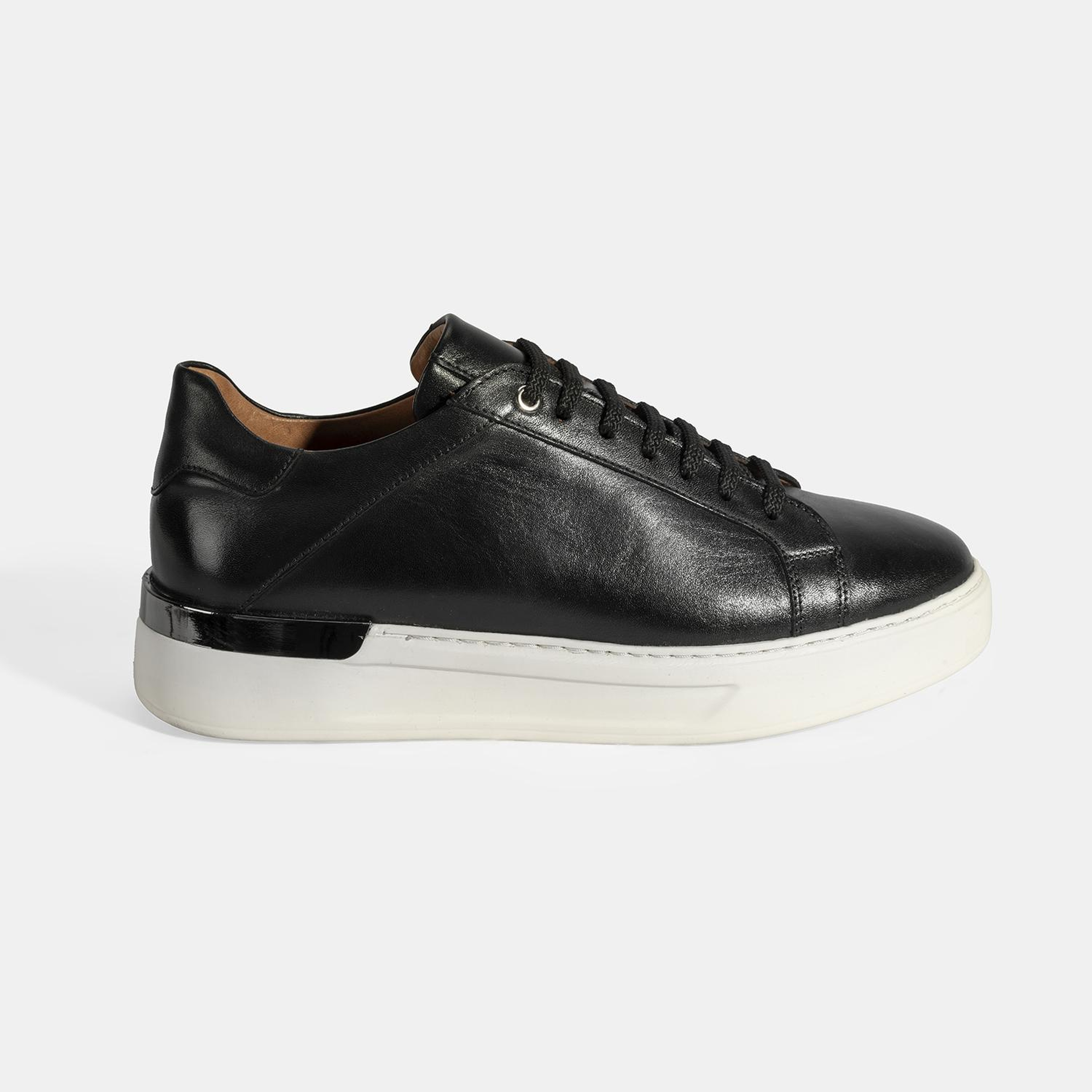 Erkek Siyah Bağcıklı Deri Günlük Ayakkabı