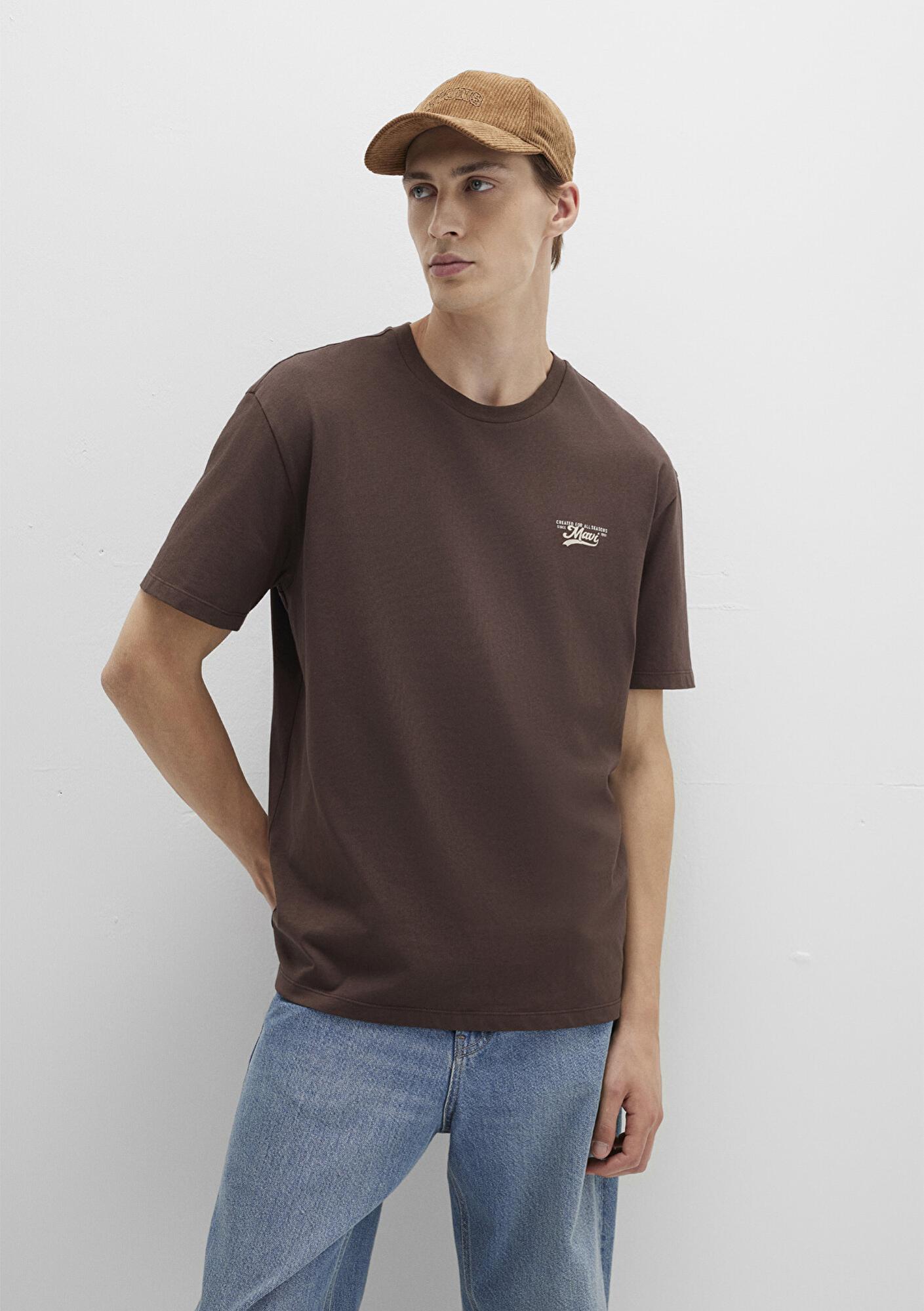 Mavi Mavi Baskılı Kahverengi Tişört Loose Fit / Bol Rahat Kesim 0612840-88067