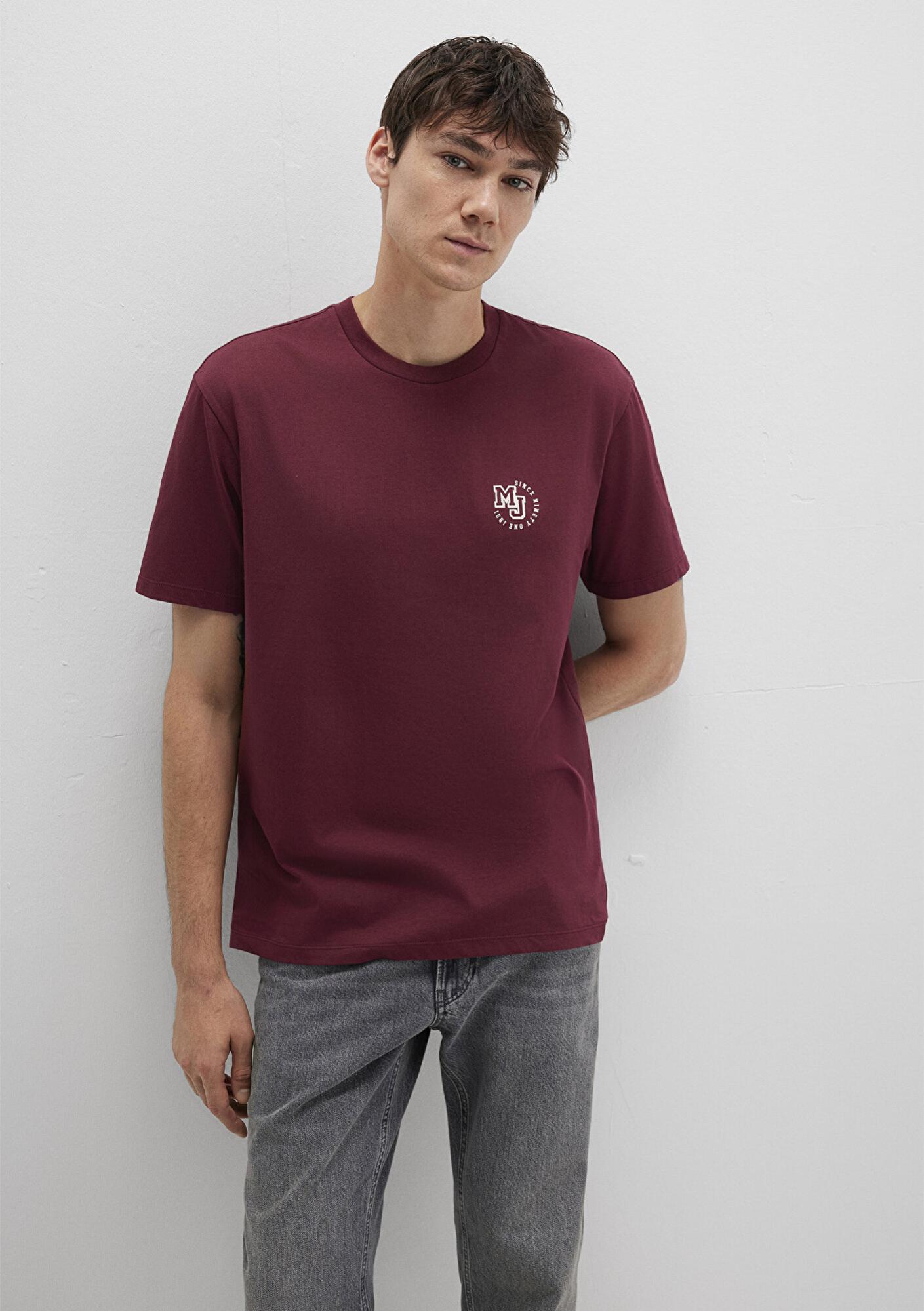 Mavi MJ Logo Baskılı Bordo Tişört Loose Fit / Bol Rahat Kesim 0612839-70394