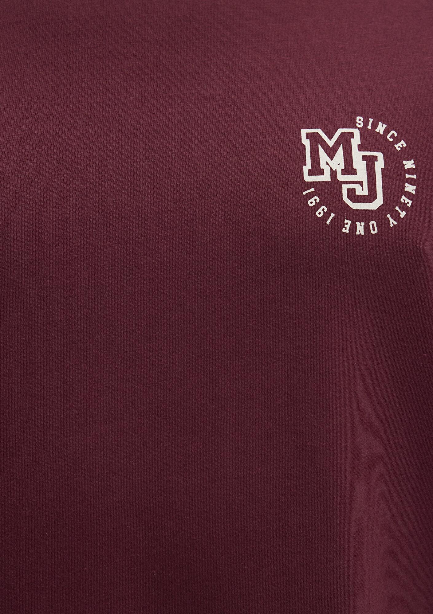 Mavi MJ Logo Baskılı Bordo Tişört Loose Fit / Bol Rahat Kesim 0612839-70394