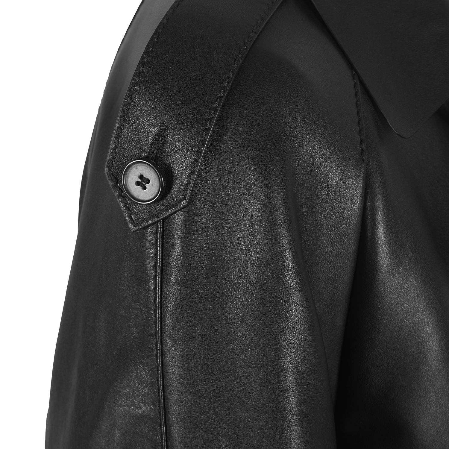 Amadika Siyah Kadın Deri Trençkot