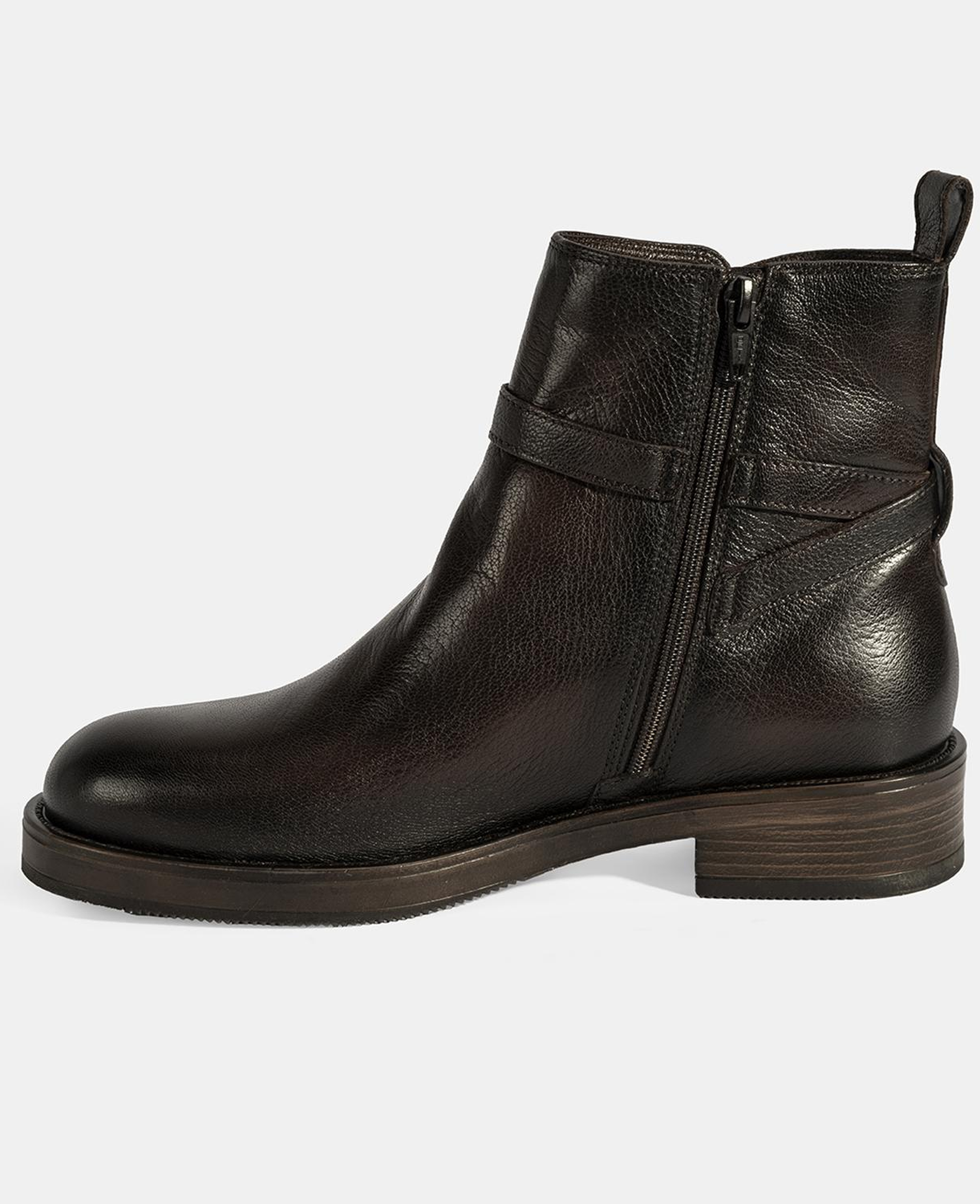 Kadın Kahve Ayarlanabilir Tokalı Deri Bot