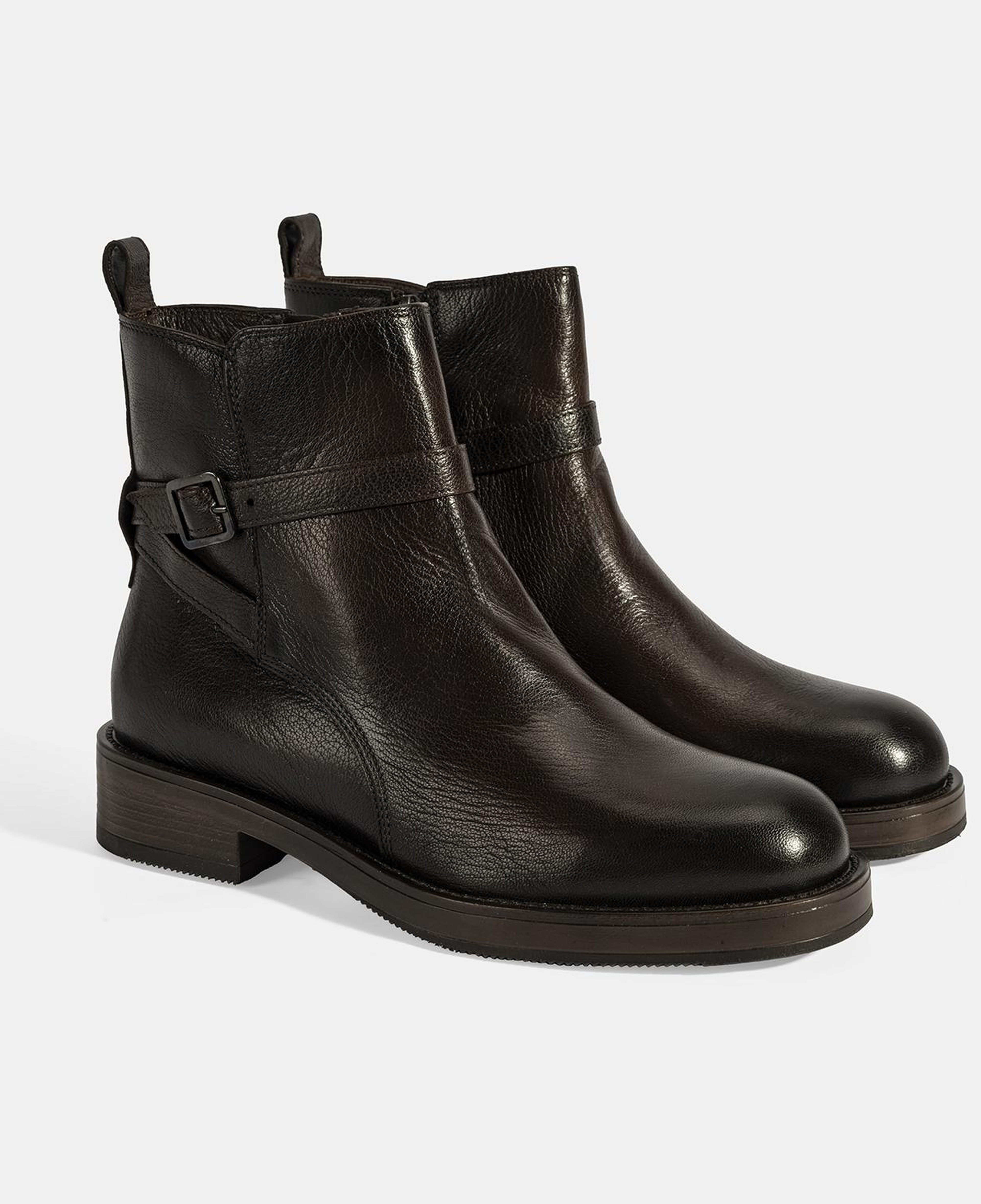 Kadın Kahve Ayarlanabilir Tokalı Deri Bot