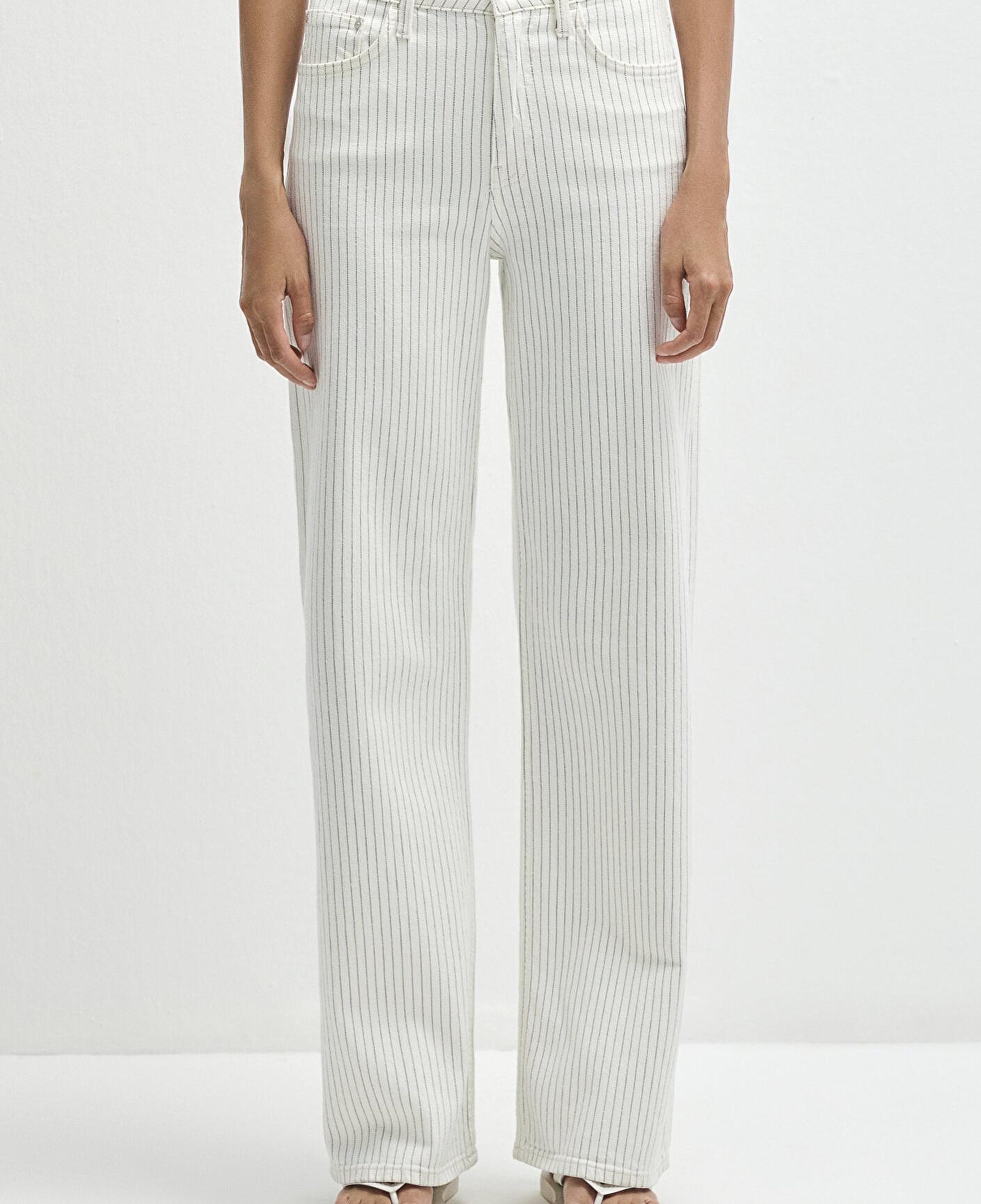 Mavi Malibu Akdeniz Çizgili Kırık Beyaz Jean Pantolon 1010152-89688