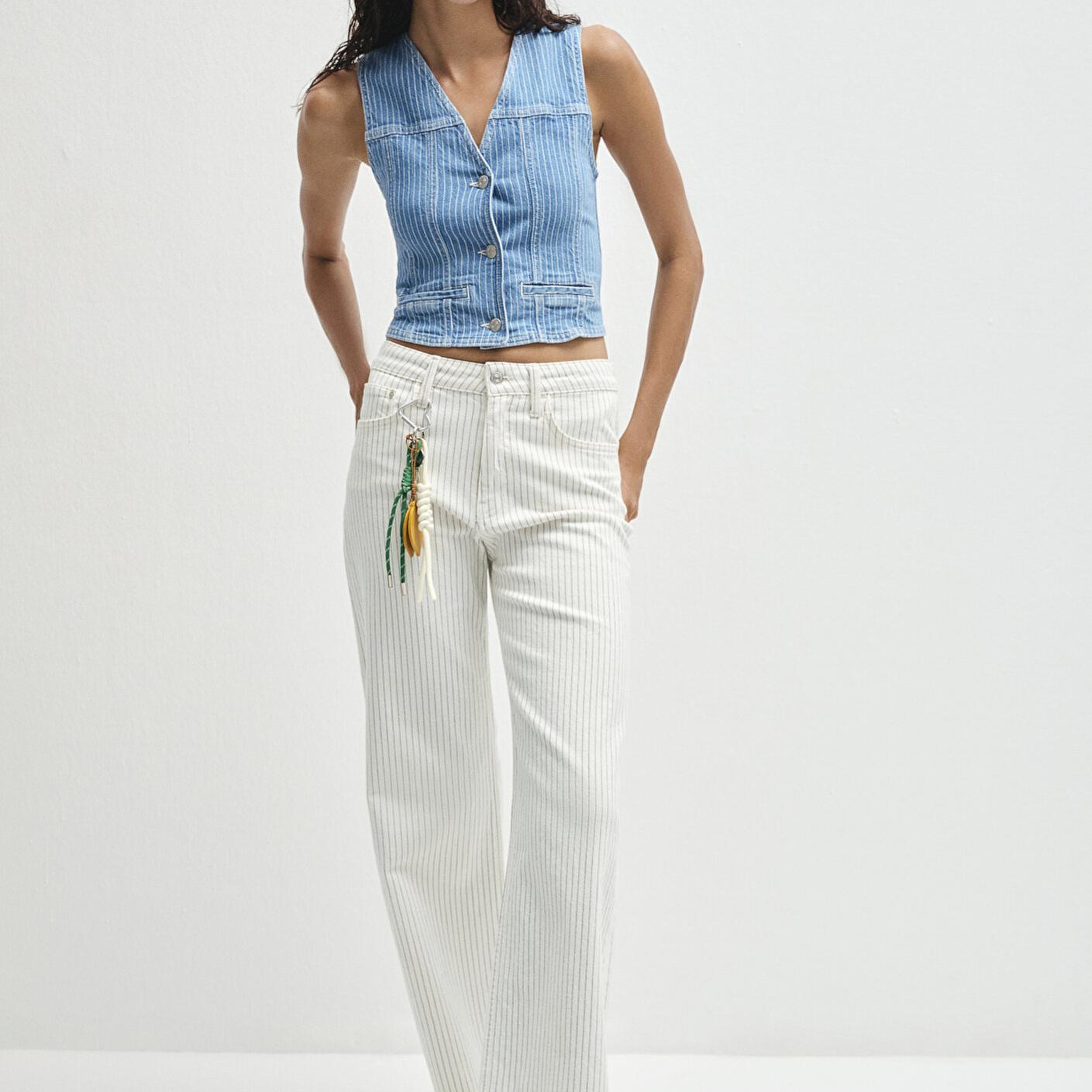 Mavi Malibu Akdeniz Çizgili Kırık Beyaz Jean Pantolon 1010152-89688