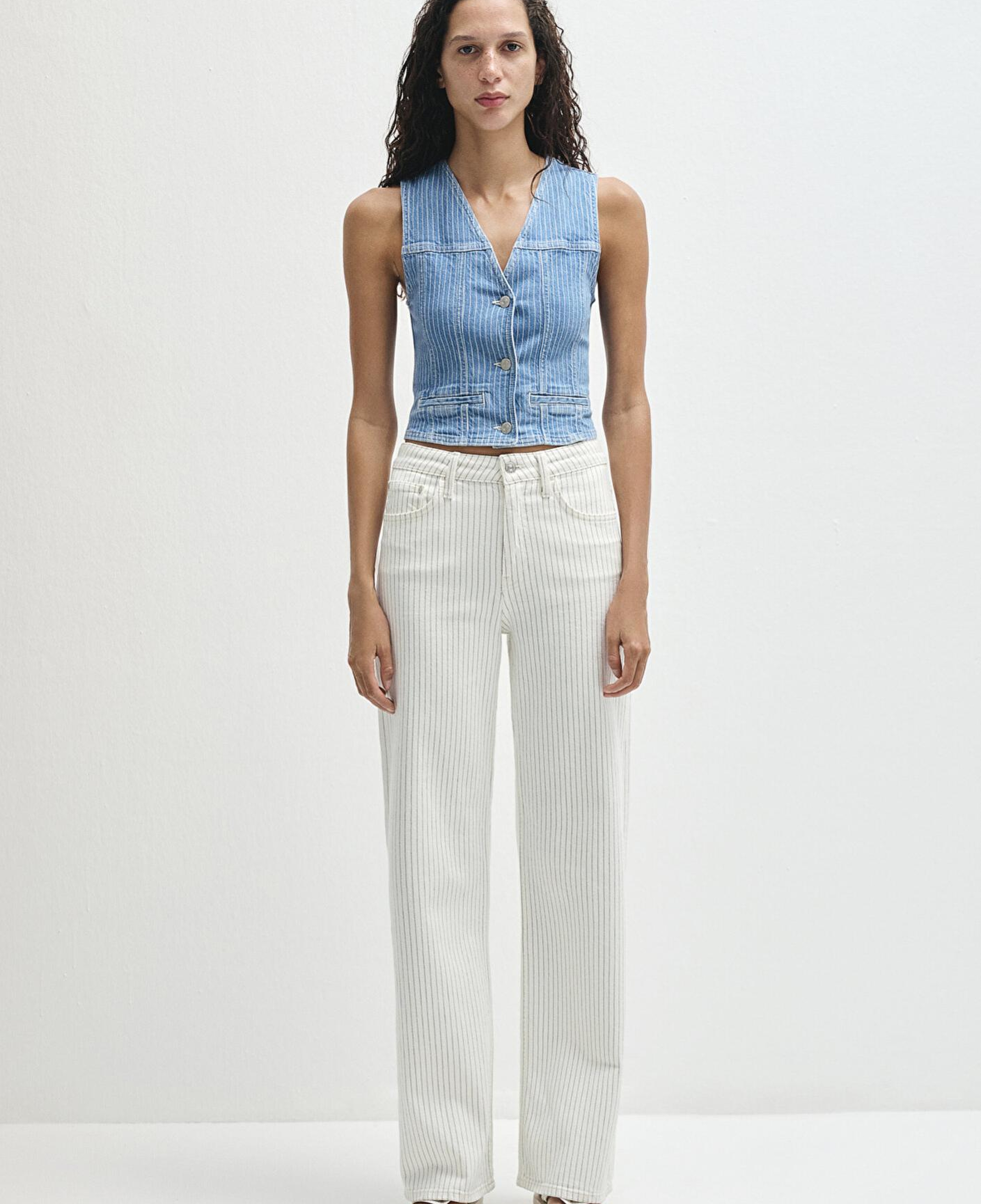 Mavi Malibu Akdeniz Çizgili Kırık Beyaz Jean Pantolon 1010152-89688