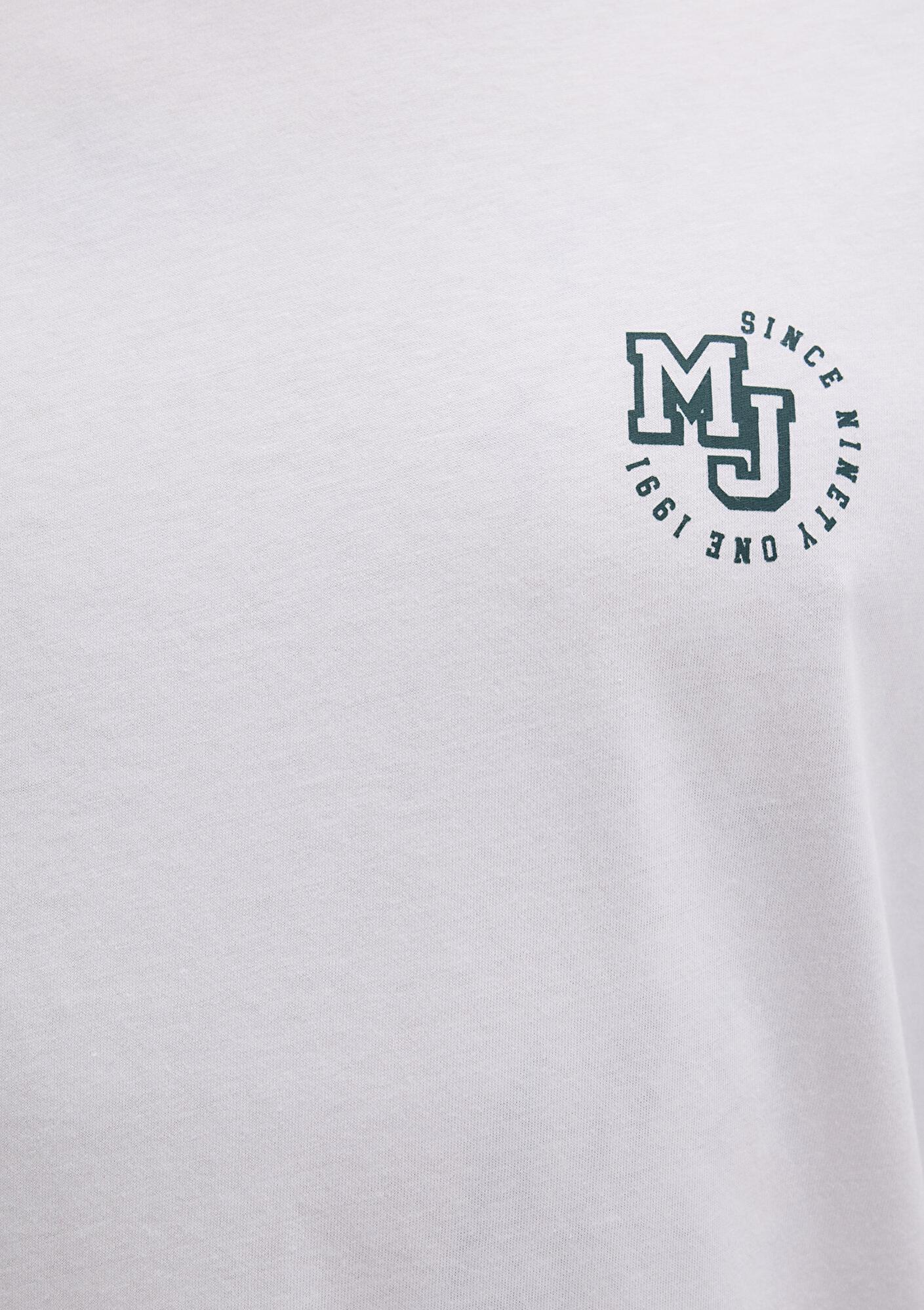 Mavi MJ Logo Baskılı Beyaz Tişört Loose Fit / Bol Rahat Kesim 0612839-620