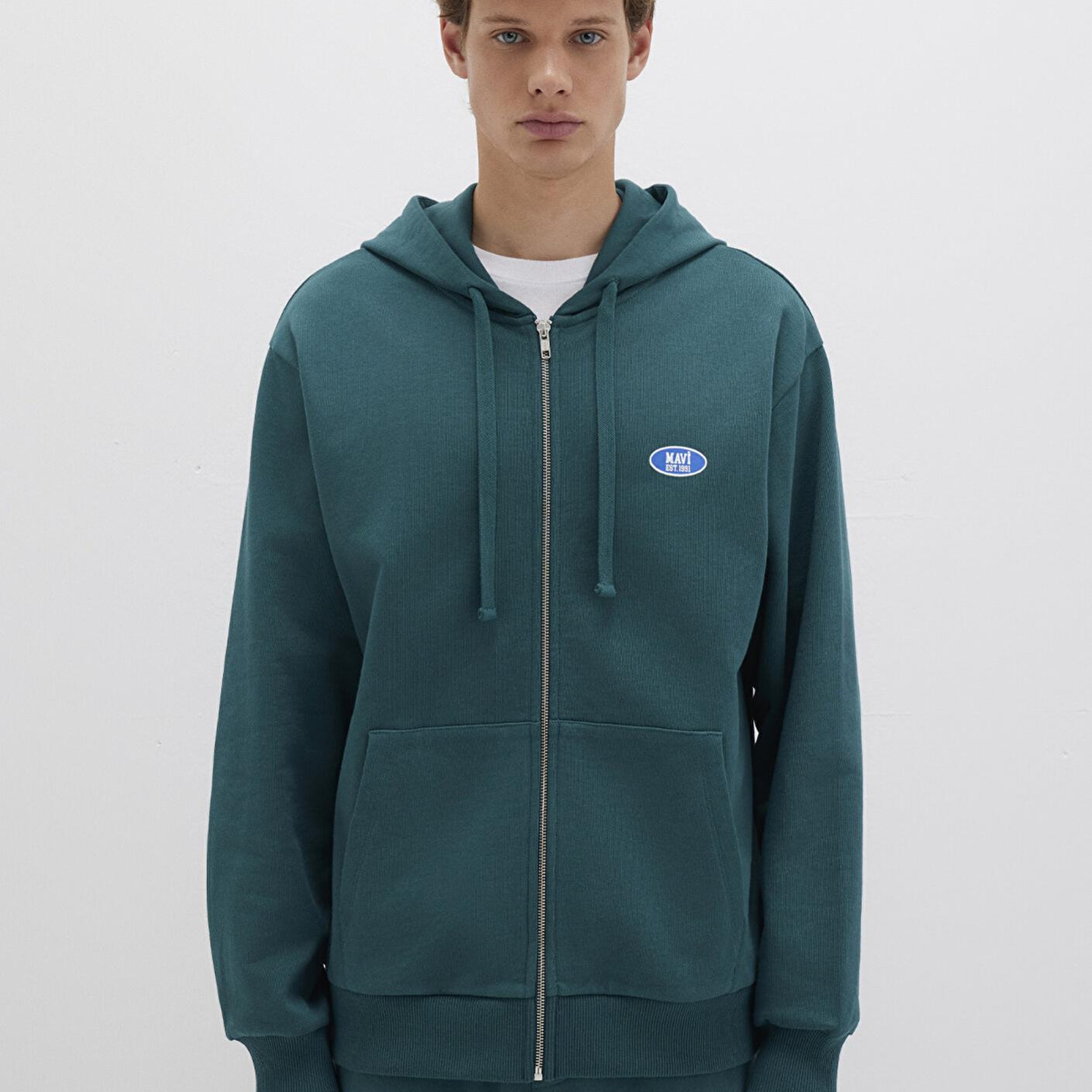 Mavi Kapüşonlu Fermuarlı Yeşil Sweatshirt 0S10372-87831