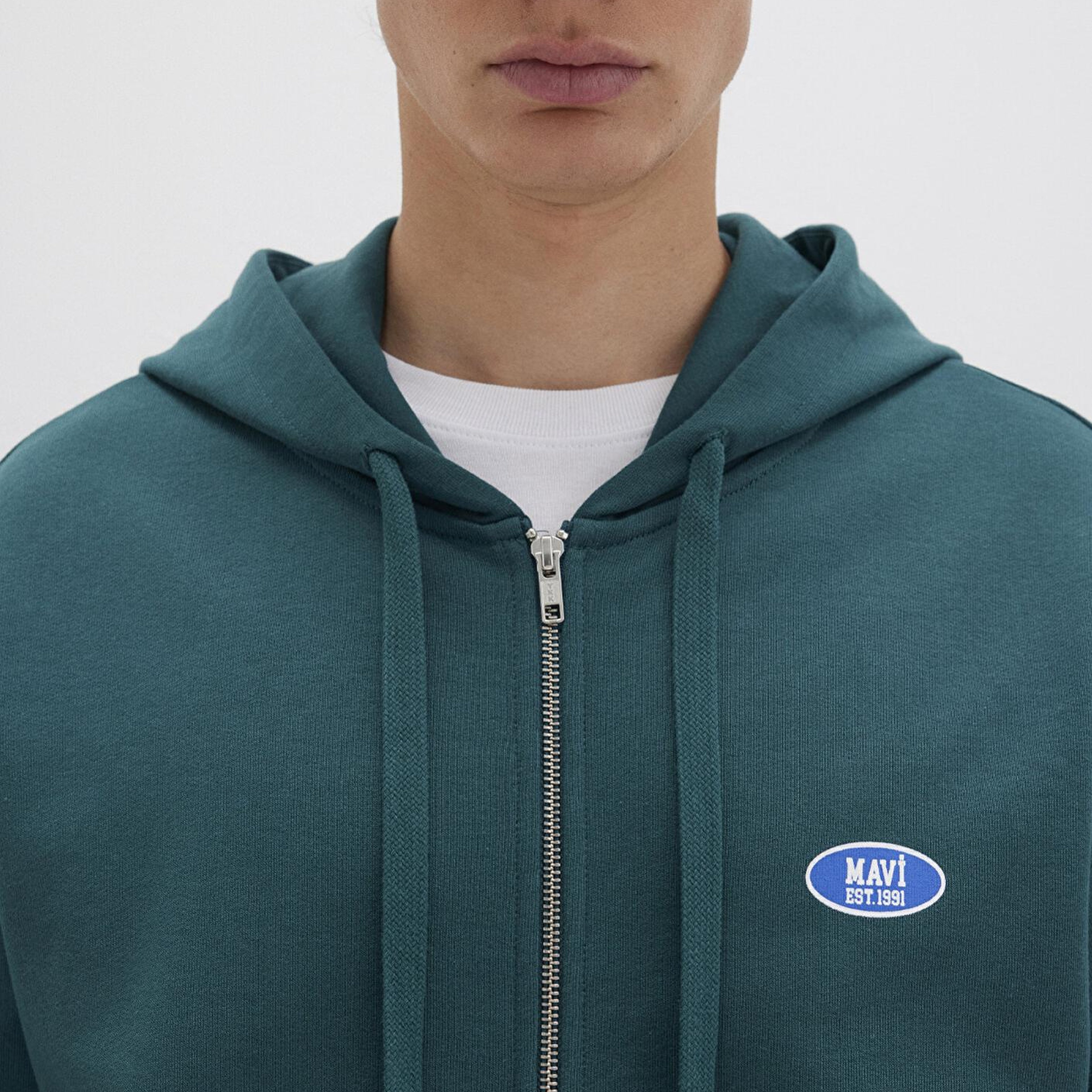 Mavi Kapüşonlu Fermuarlı Yeşil Sweatshirt 0S10372-87831