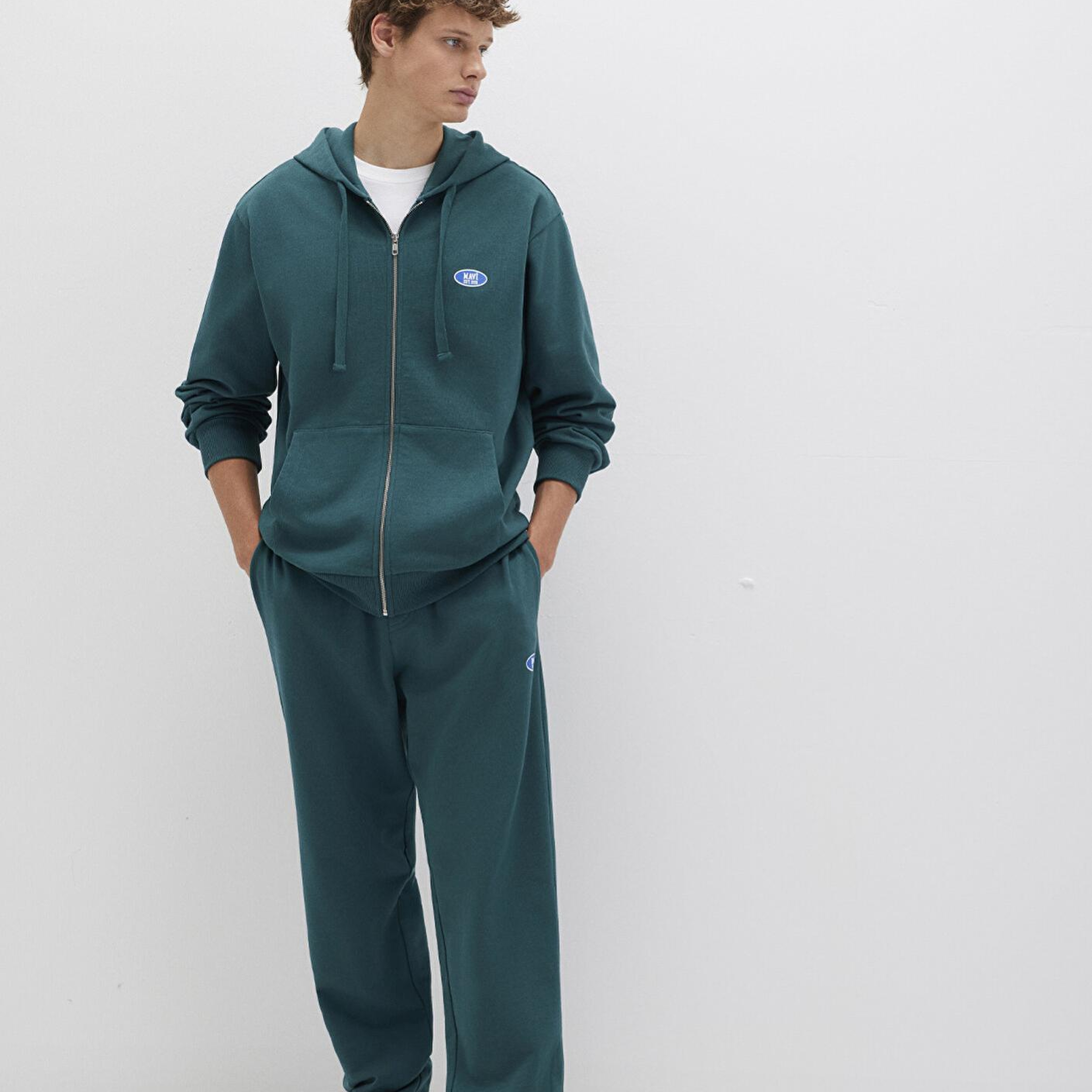 Mavi Kapüşonlu Fermuarlı Yeşil Sweatshirt 0S10372-87831