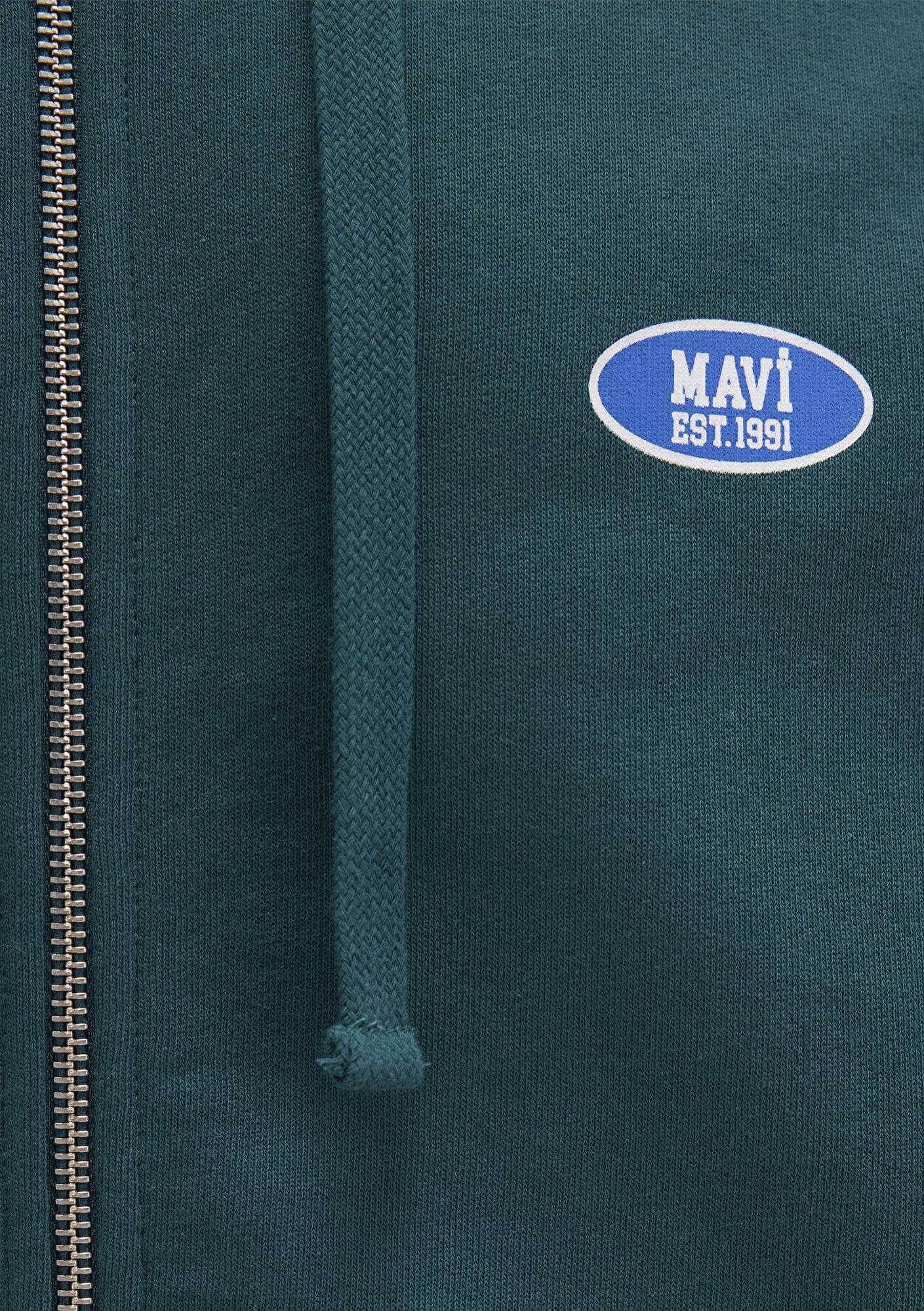 Mavi Kapüşonlu Fermuarlı Yeşil Sweatshirt 0S10372-87831