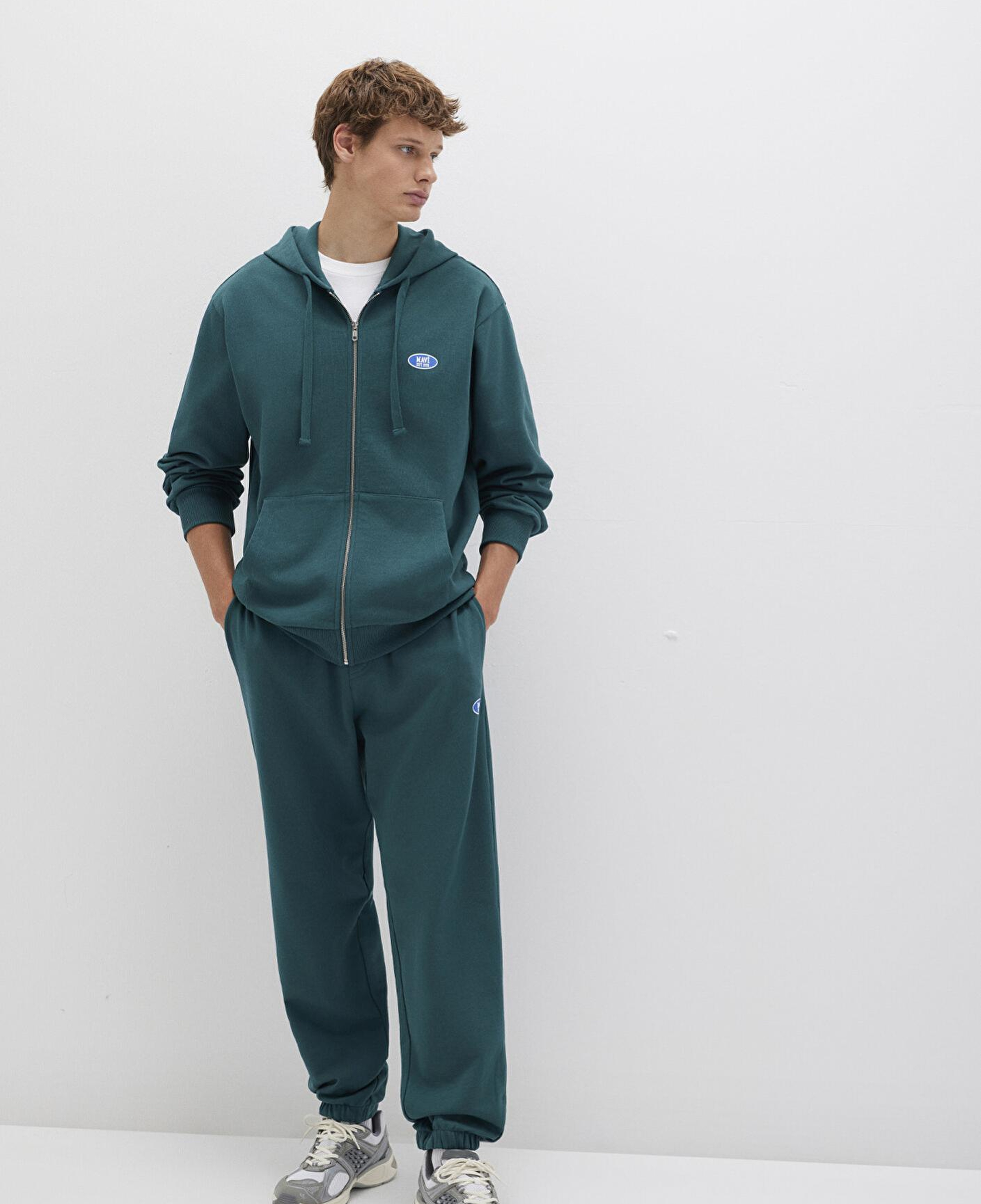 Mavi Kapüşonlu Fermuarlı Yeşil Sweatshirt 0S10372-87831