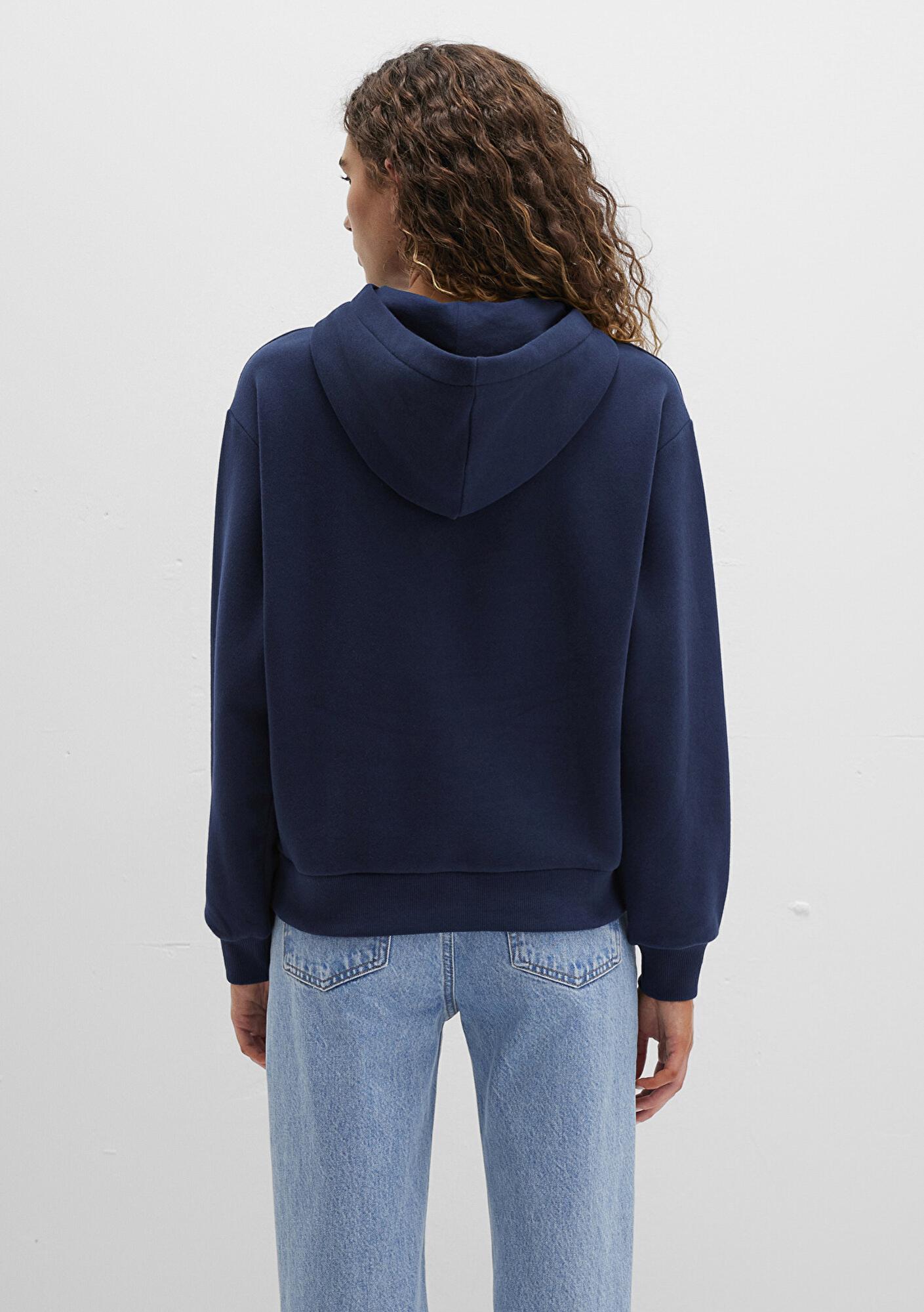 Mavi Mavi Logo Baskılı Kapüşonlu Lacivert Sweatshirt 1S10420-82318